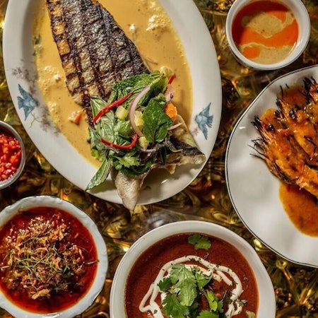 Branzino and yellow curry at Cobi's, Los Angeles