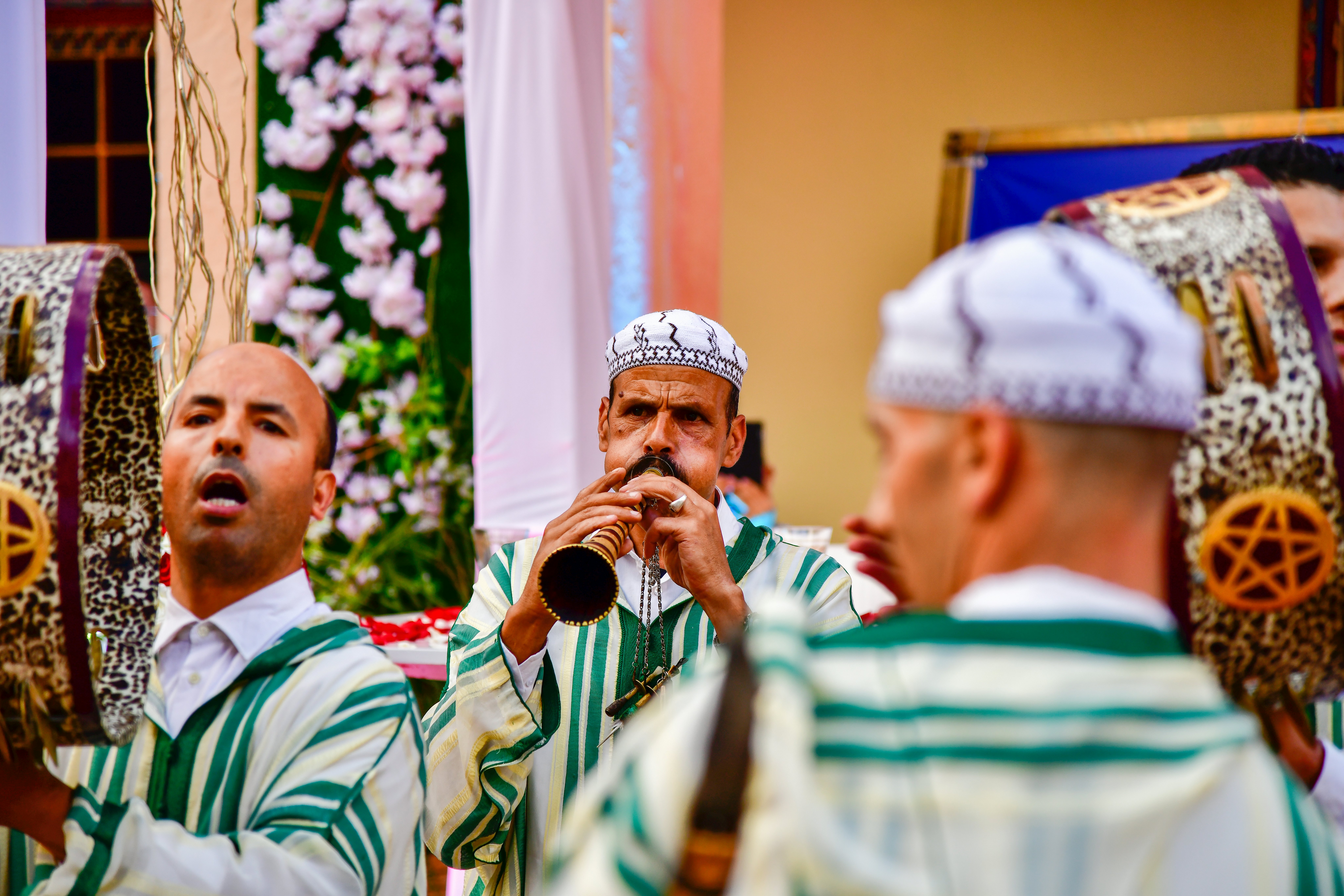 Men in traditional dress during the Cherry Festival in Sefrou.