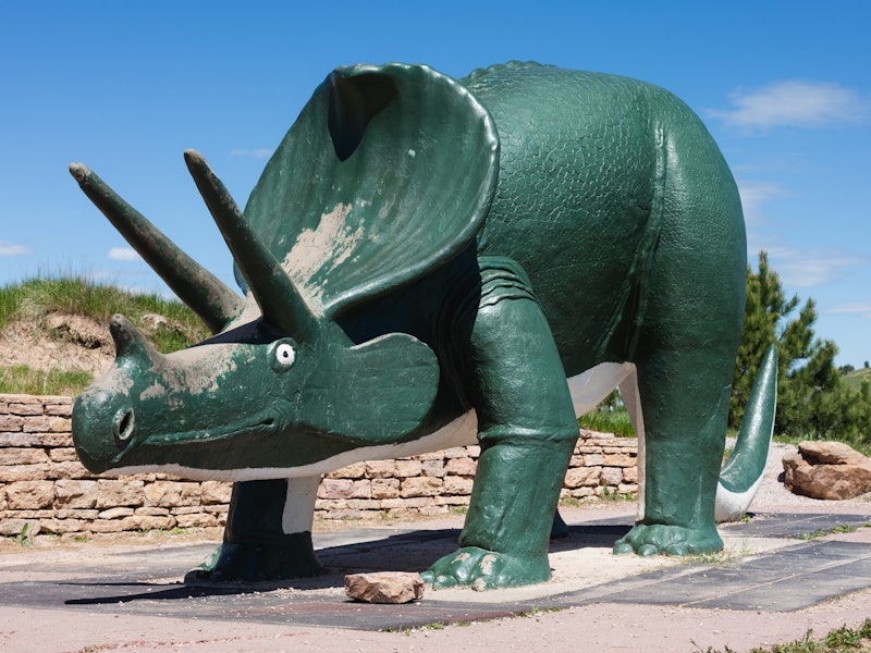 A Triceratops at the Dinosaur Park, built in 1936 as part of a WPA project