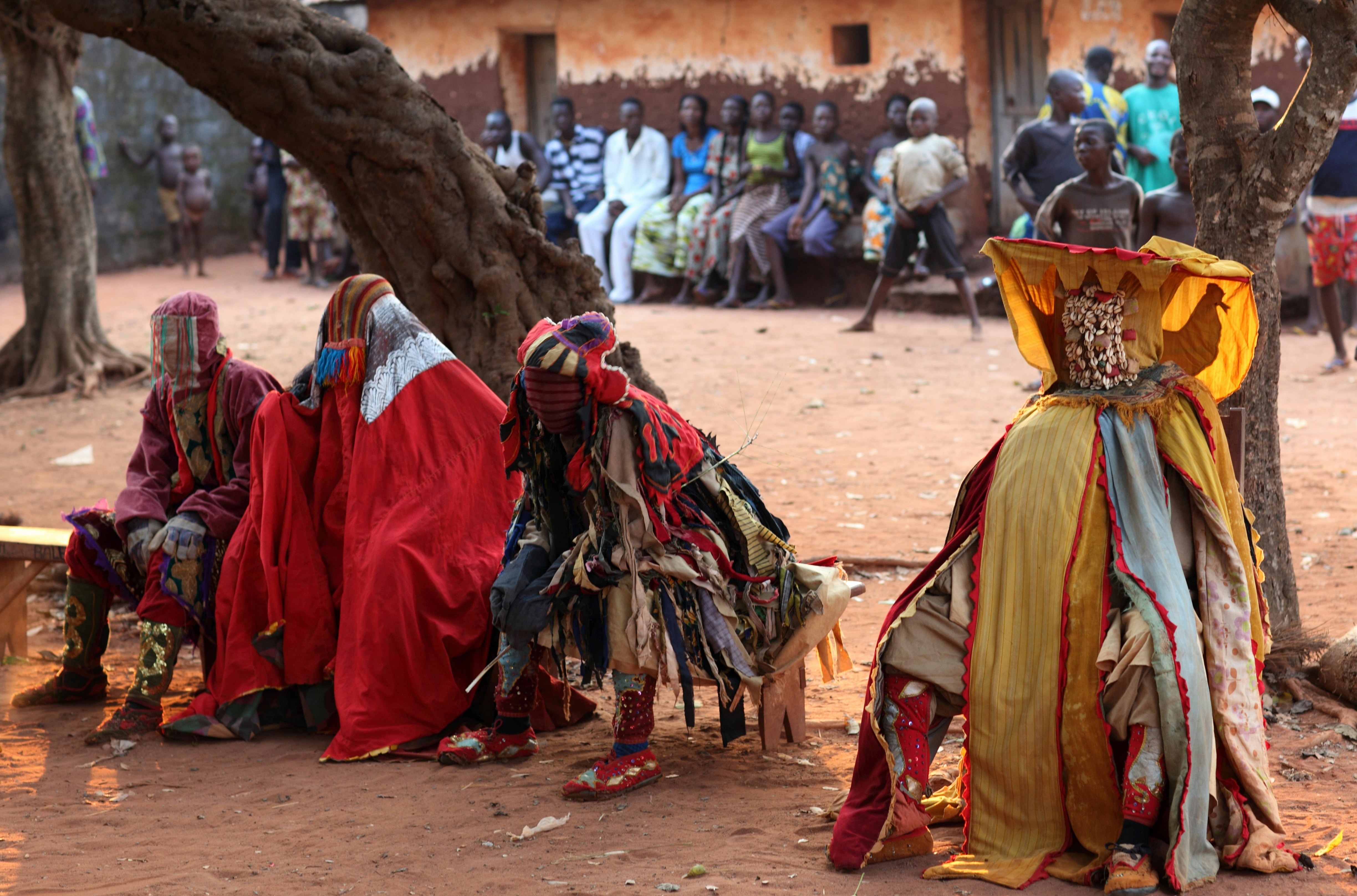 Masked Egungun celebrants