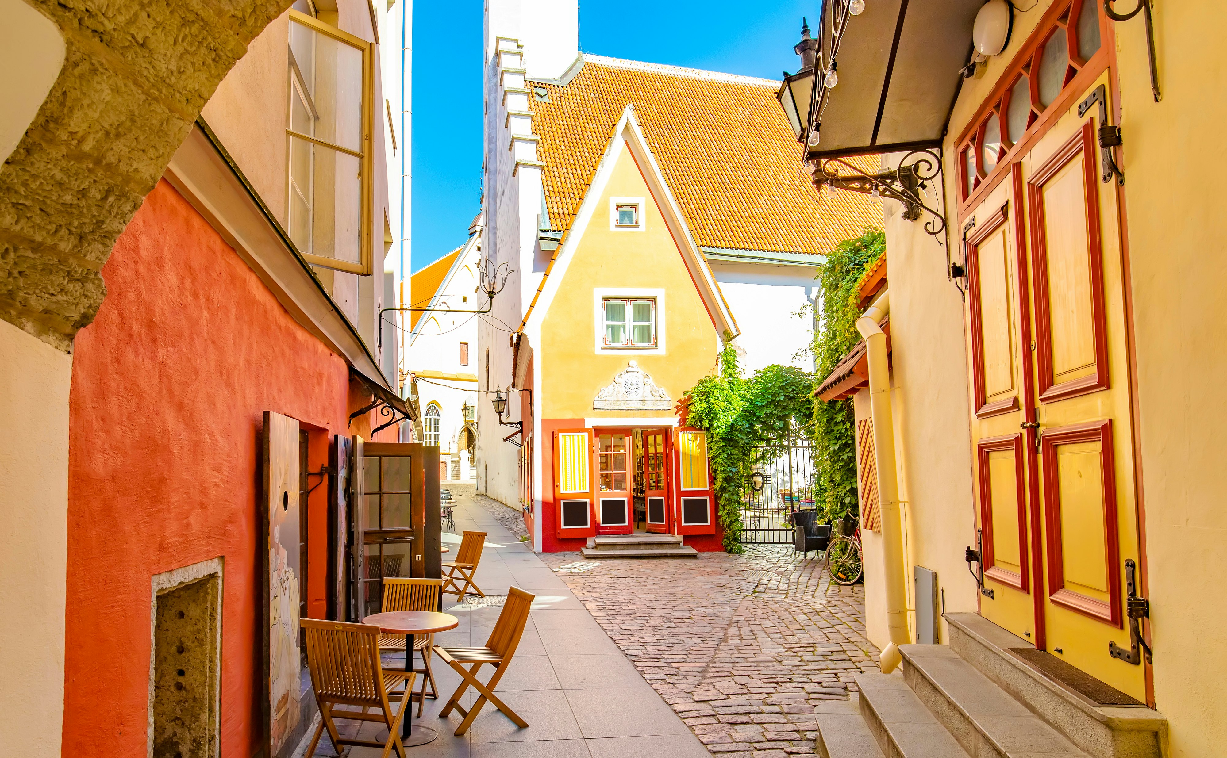 Cozy street in Tallinn old town, Estonia.