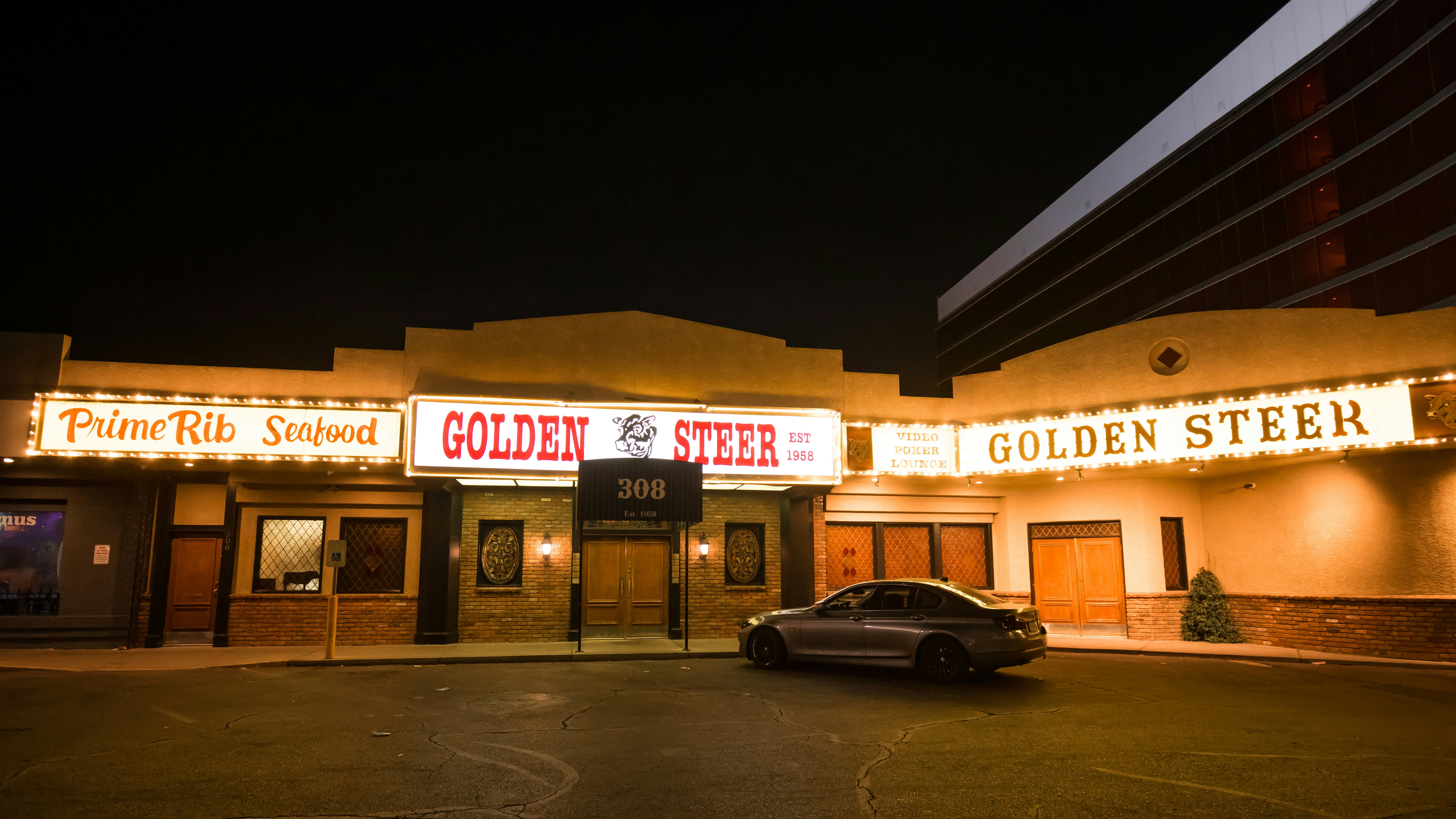Golden Steer Steakhouse, the oldest steak house in the city established in 1958. Located on W Sahara Avenue at the north end of the Las Vegas Strip.