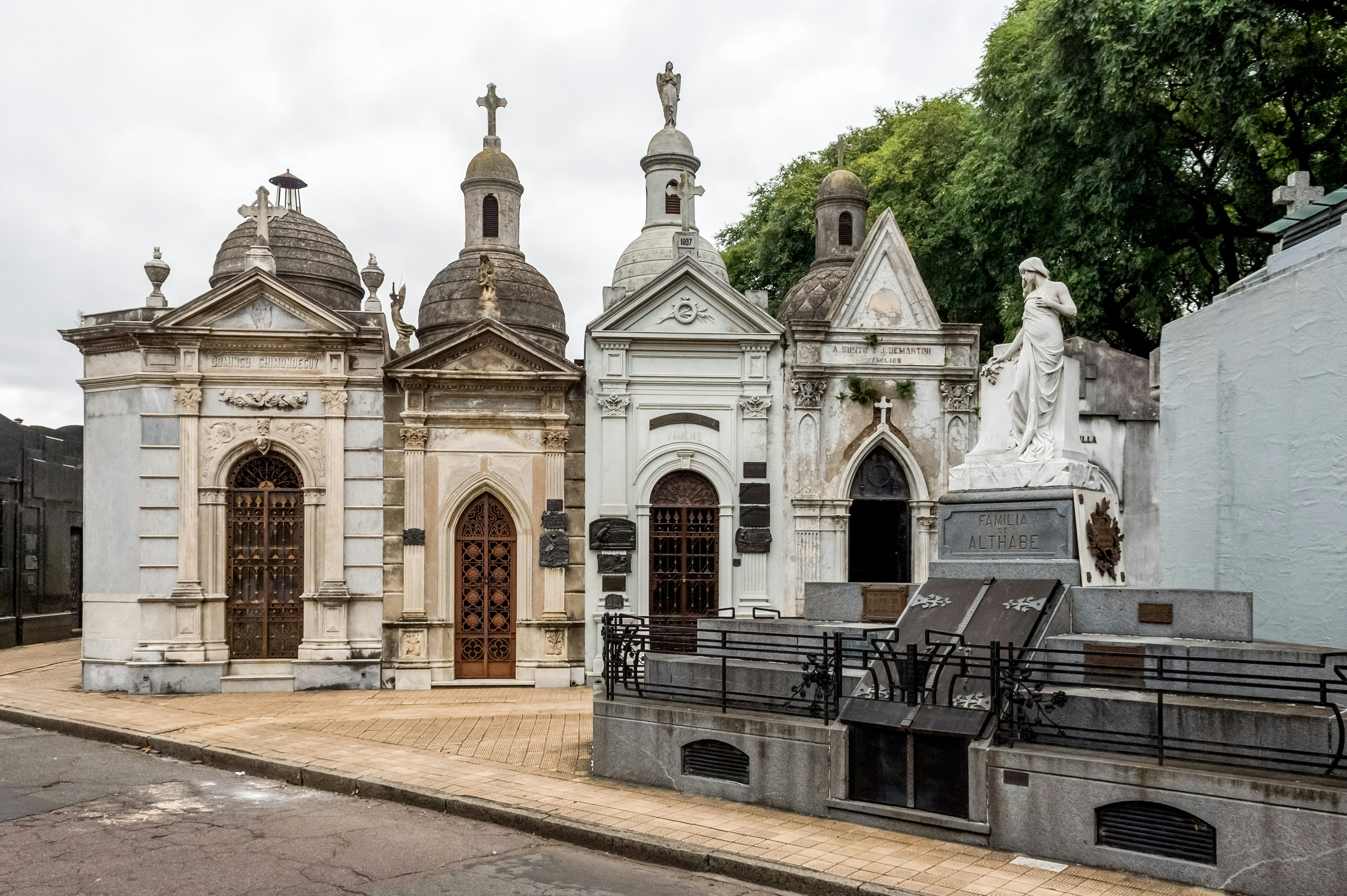 The Chacarita Cemetery in Buenos Aires on an overcast day