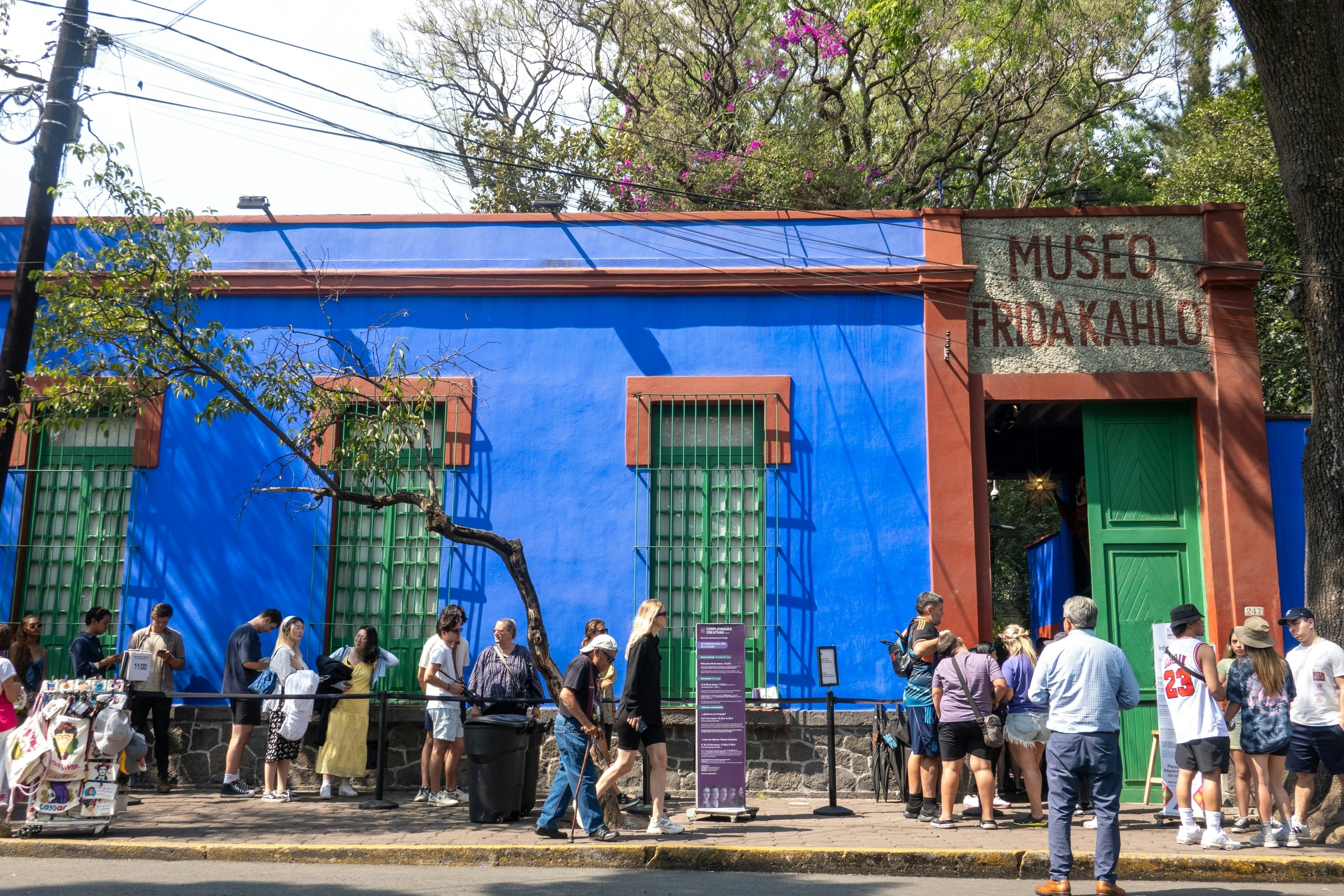 People wait in line to get into Frida Kahlo Museum, aka The Blue House, Mexico city