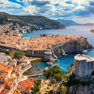 Fort Lovrijenac of Dubrovnik city of Croatia. Lovrijenac fortress, over the West Harbour. Dubrovnik historic city of Croatia in Dalmatia. UNESCO World Heritage Site. , License Type: media_digital, Download Time: 2025-02-03T19:49:34.000Z, User: craig609286, Editorial: false, purchase_order: 65050 - Digital Destinations and Articles, job: Elsewhere, client: Elsewhere, other: Craig Zapatka