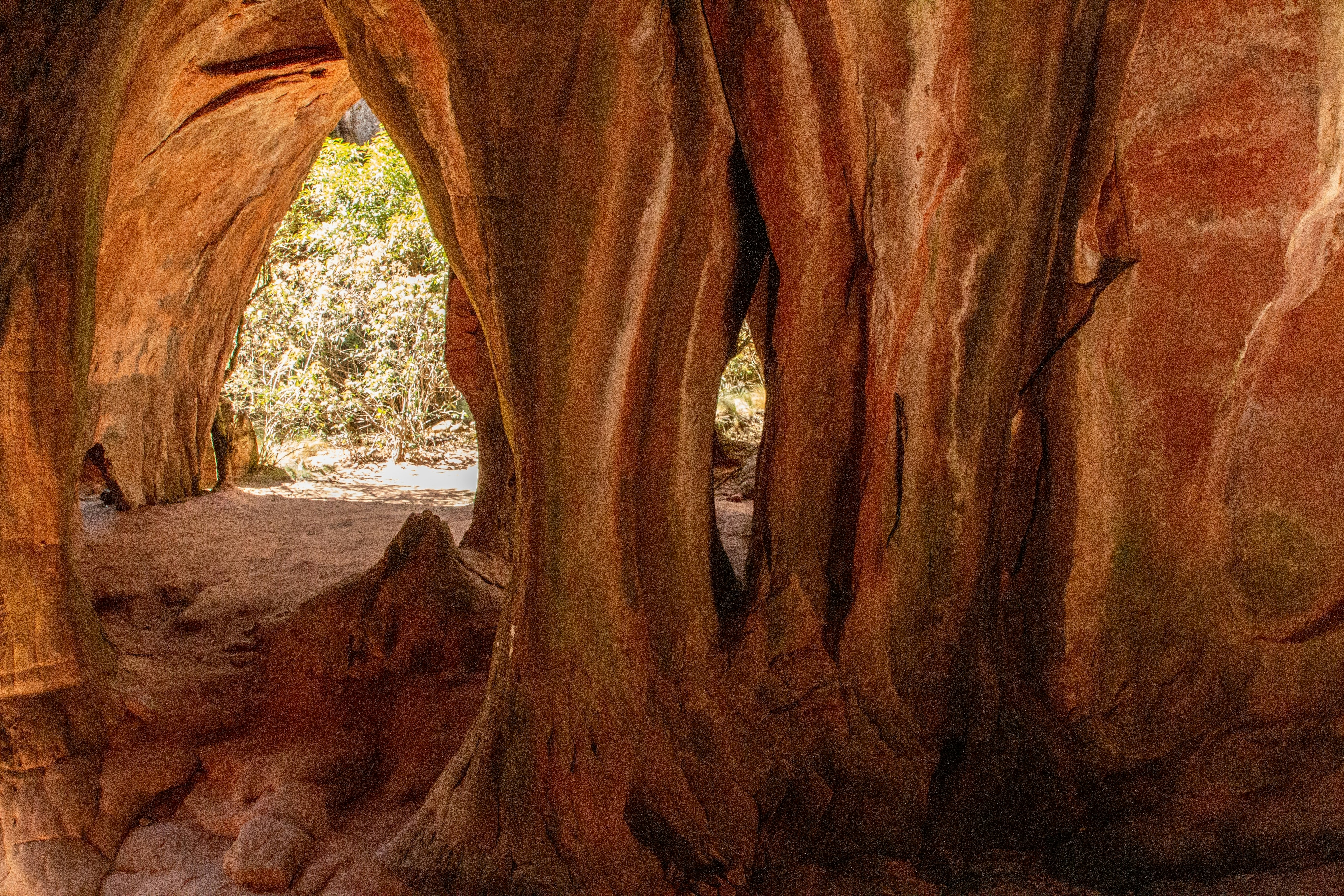 The entrance to caves and ancient rock formations.