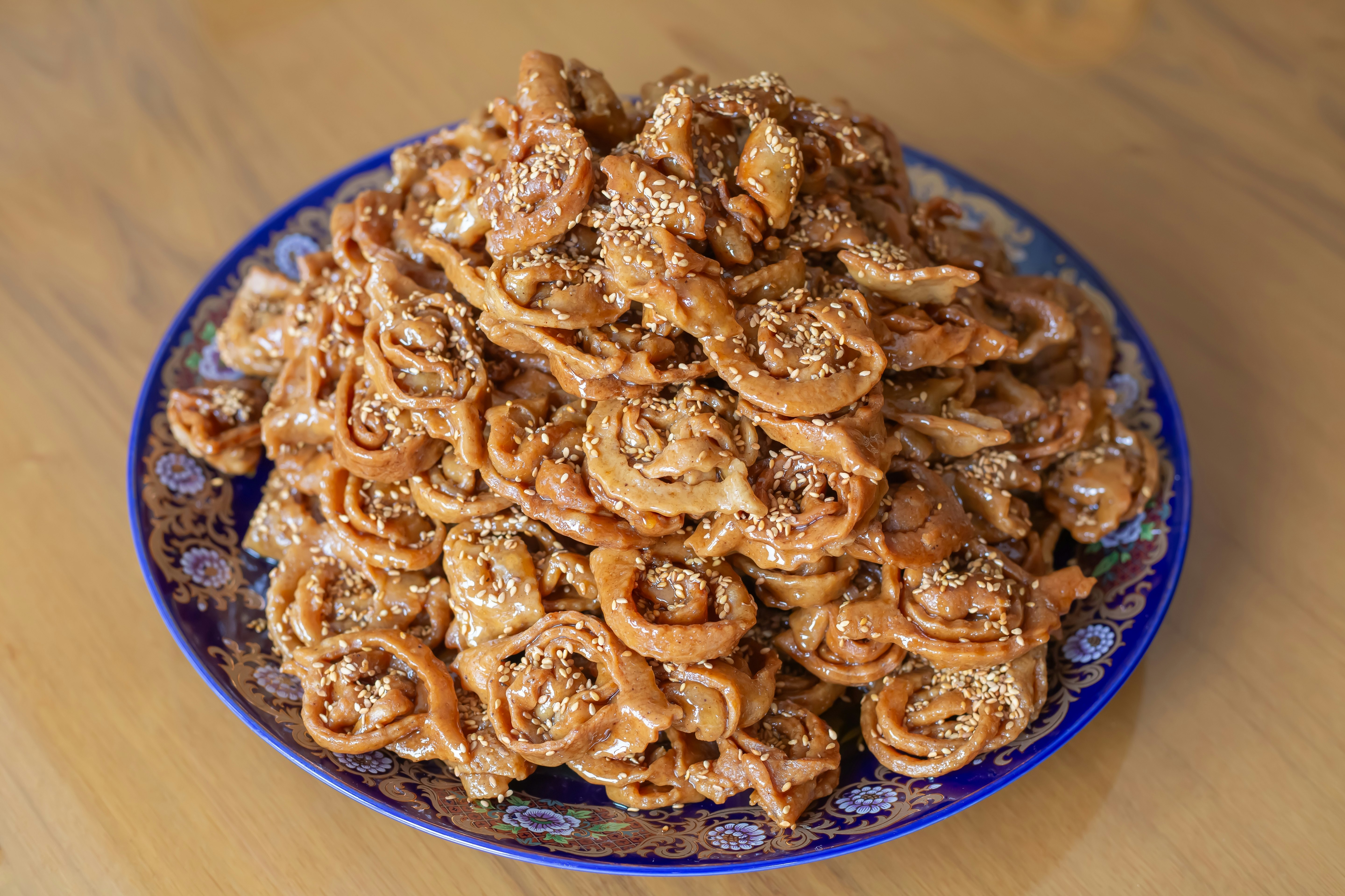 authentic Moroccan chebakia – deep-fried twisted pastries for Ramadan celebrations