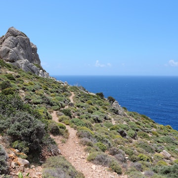 Crete island outdoors in Greece. Coastal hiking trail from Elafonisi (or Elafonissi) to Paleochora (or Palaiochora)., License Type: media, Download Time: 2025-07-10T19:52:39.000Z, User: katelyn.perry_lonelyplanet, Editorial: false, purchase_order: 65050 - Digital Destinations and Articles, job: Wip, client: App, other: Katelyn Perry