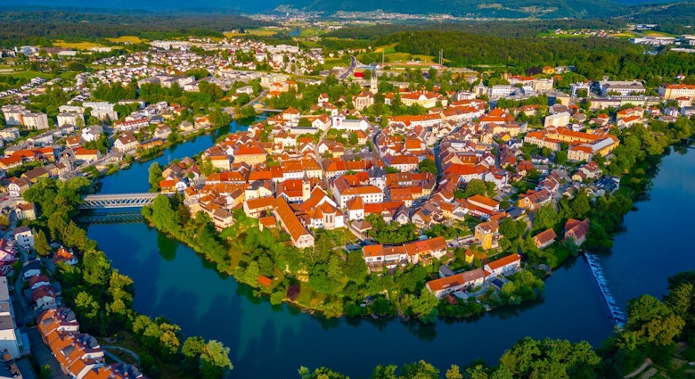 Aerial view of Novo Mesto in Slovenia, License Type: media, Download Time: 2025-08-22T21:02:43.000Z, User: dorota_littlerobindesign, Editorial: false, purchase_order: 56530 - Guidebooks, job: Global Publishing WIP, client: Slovenia 12, other: Dorota Michalec