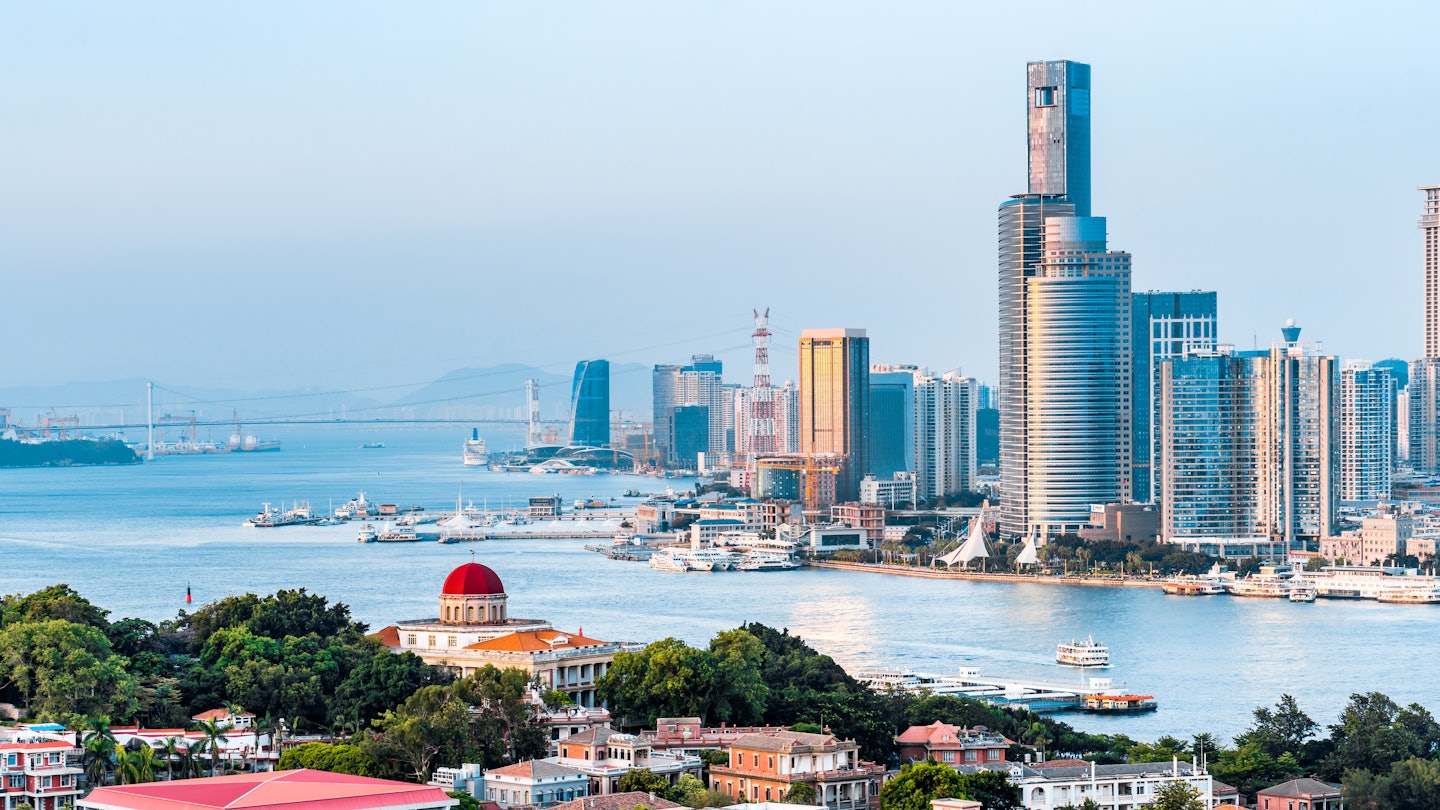 Clear weather scenery of Gulangyu Island and urban coastline in Xiamen Fujian China, License Type: media, Download Time: 2025-08-28T06:32:48.000Z, User: joebindloss38, Editorial: false, purchase_order: 65050 - Digital Destinations and Articles, job: Online Editorial, client: The top things to do in Xiamen, China, other: Joe Bindloss
