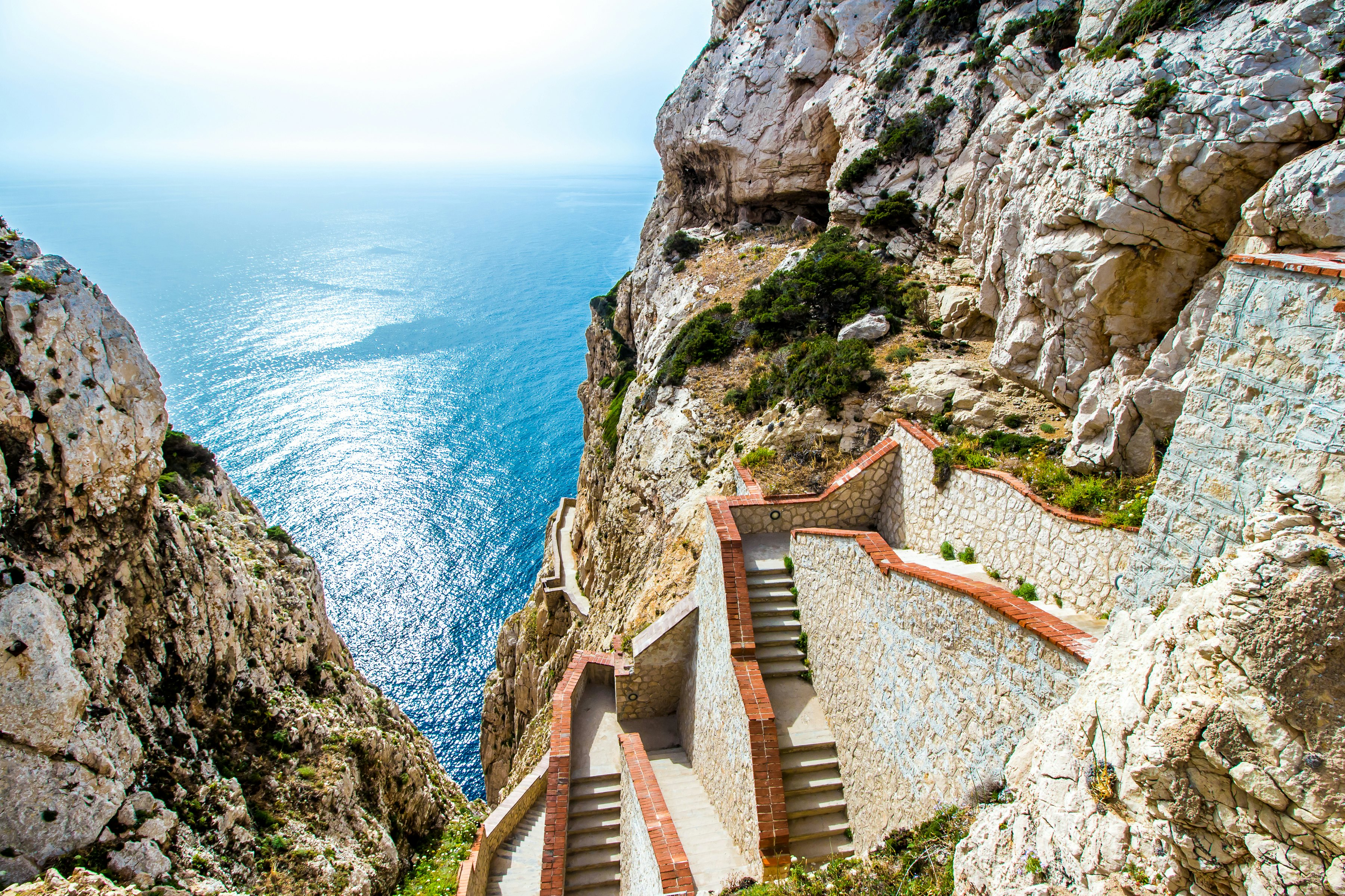 The stairway leading to the Neptune's Grotto, in Capo Caccia cliffs, near Alghero, in Sardinia, Italy