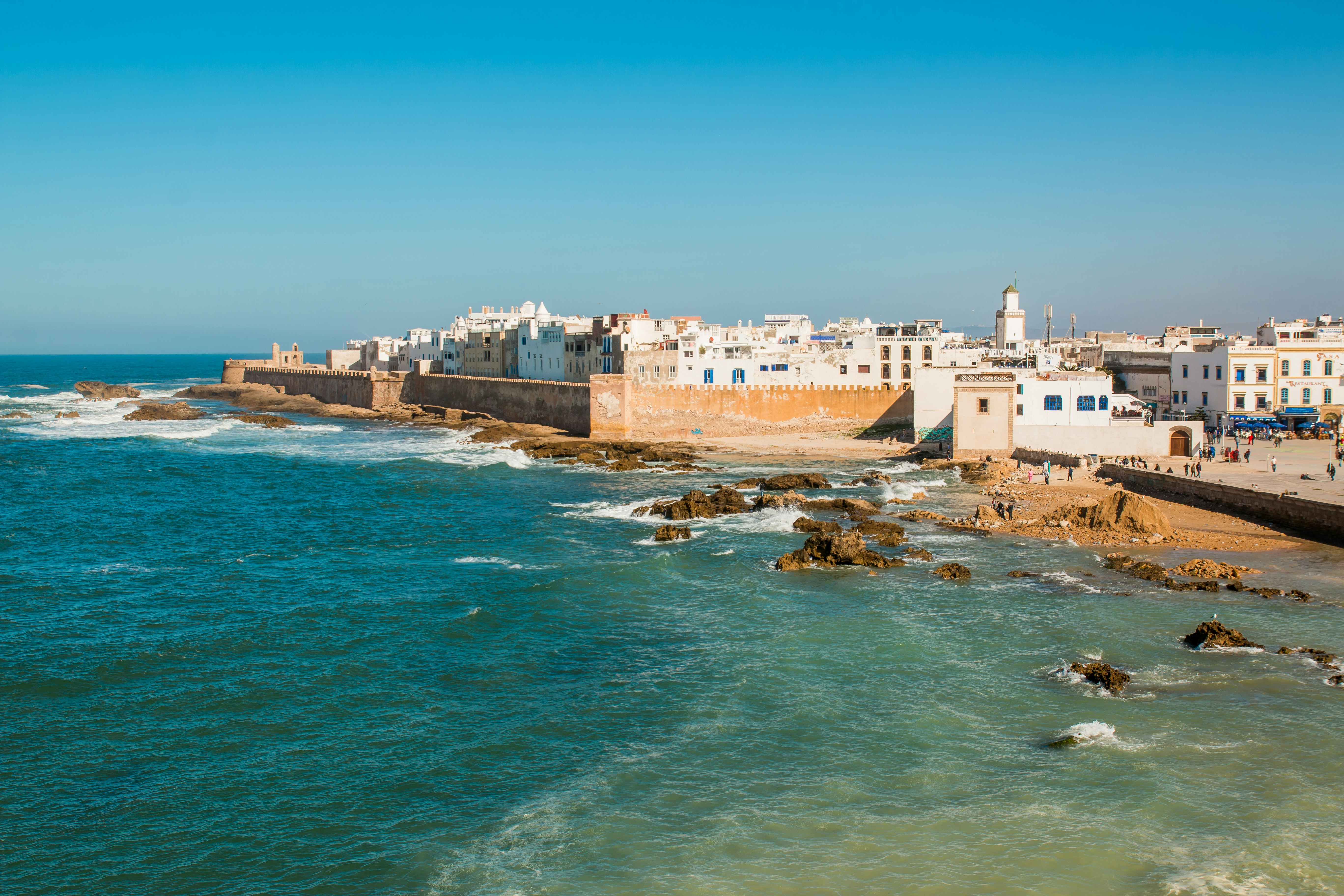 View to Essaouira old city and ocean,Morocco