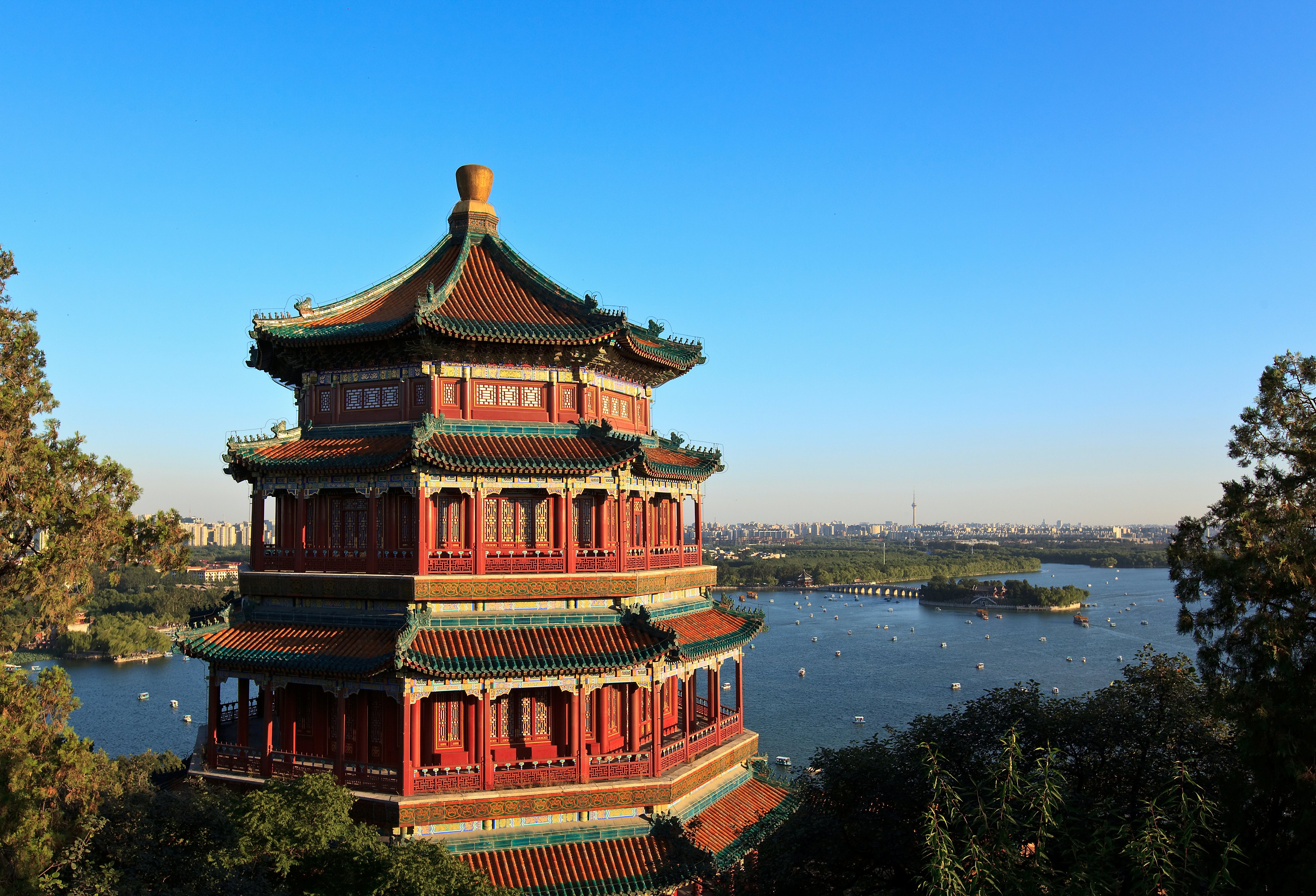 The Tower of Buddhist Incense at the Summer Palace in Beijing, China.