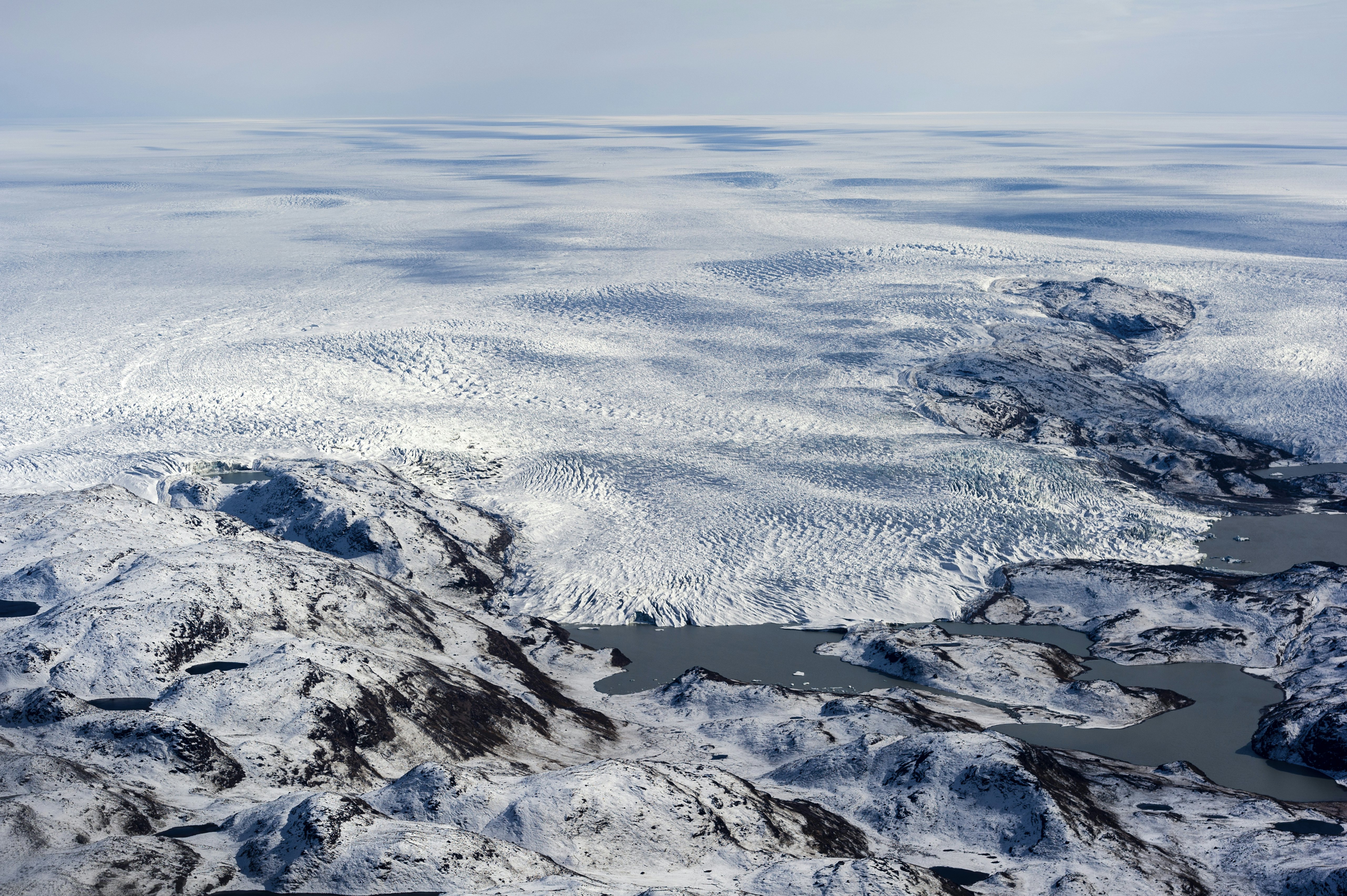 A vast expanse of ice stretching out into the distance.