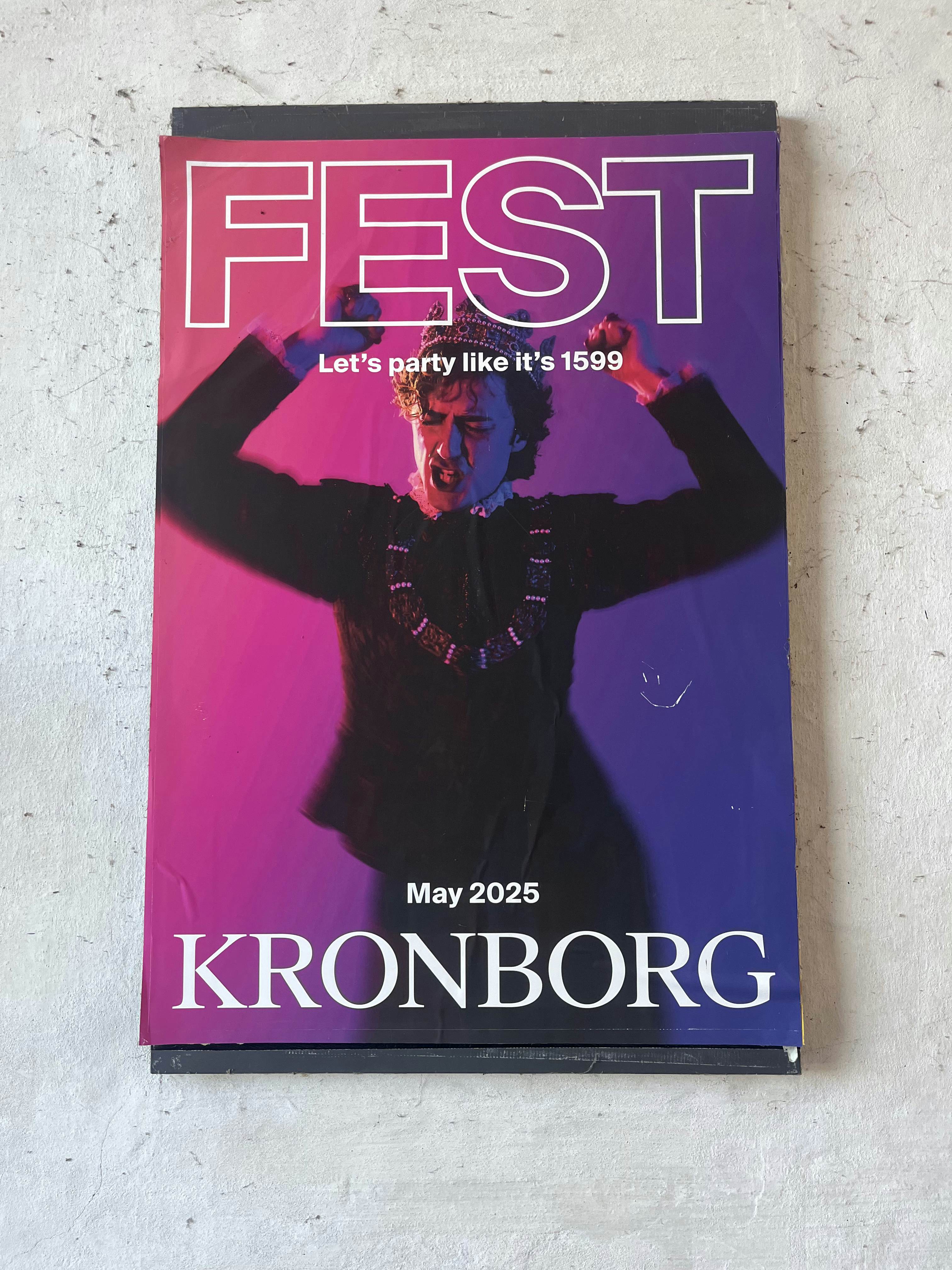 Poster of the an exhibition called Fest from May 2025 at Kronborg Castle.