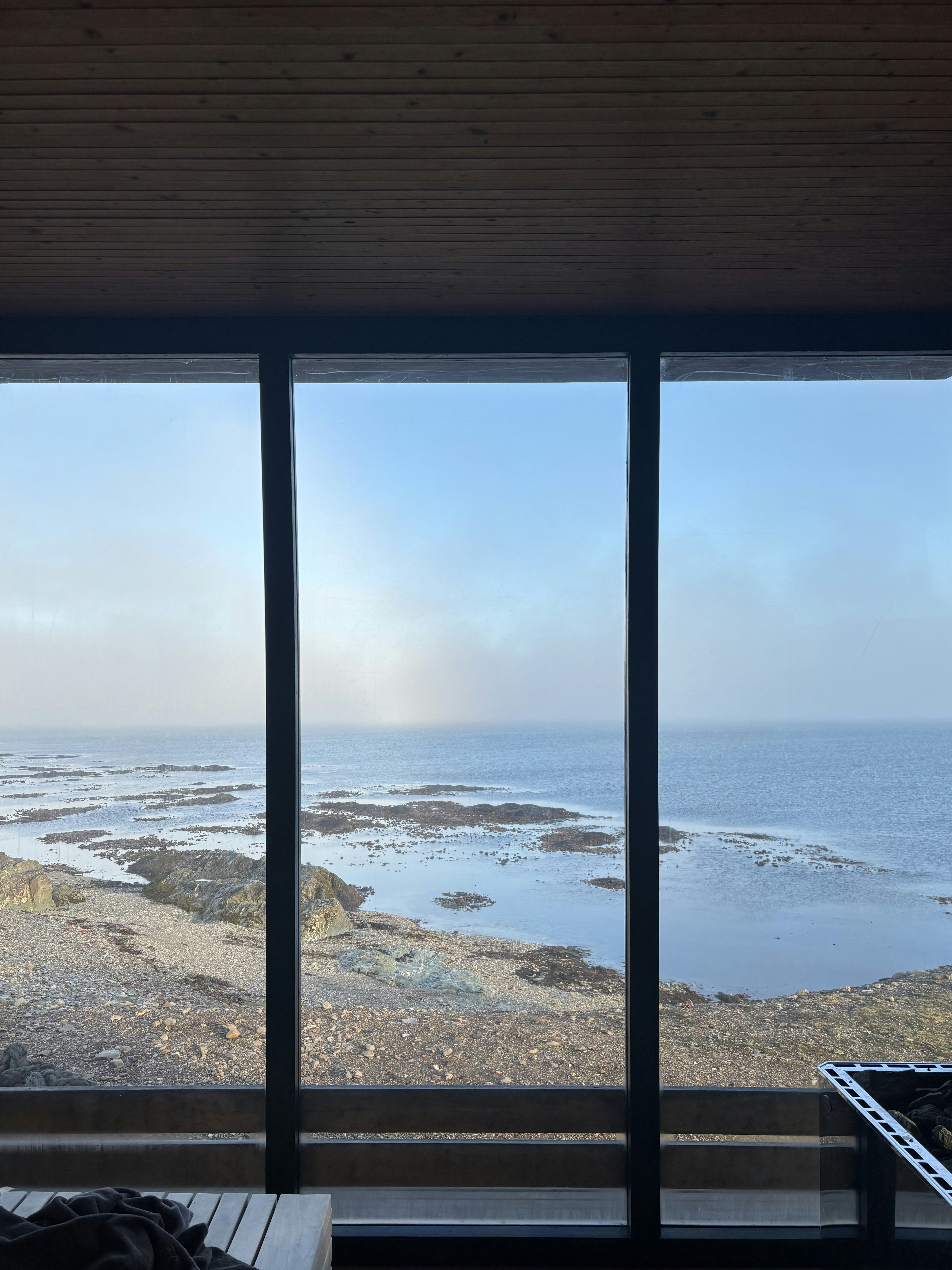 A view of the water from the sauna at Isfjord Radio