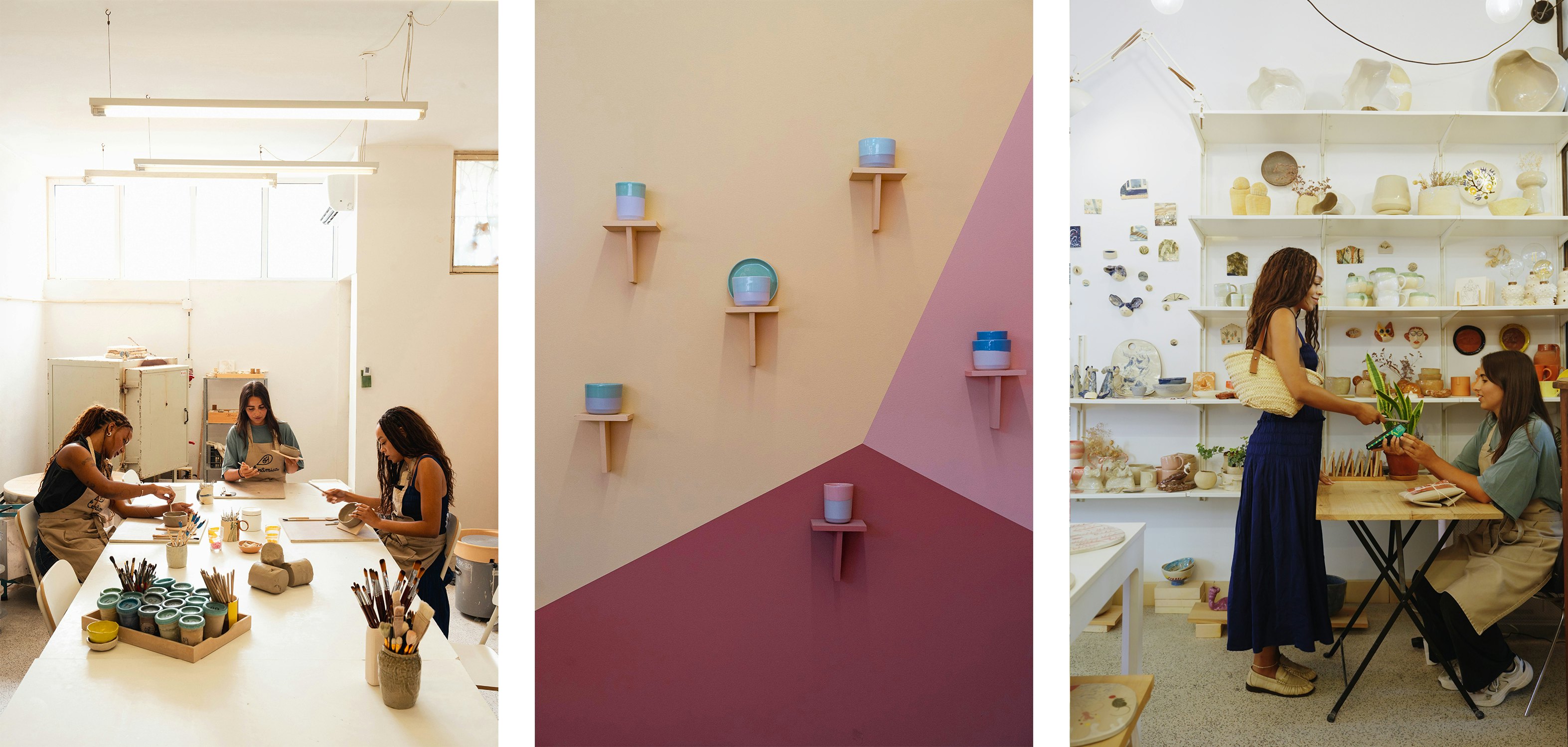 Hunter and Peyton during a private pottery workshop at O! Cerâmica