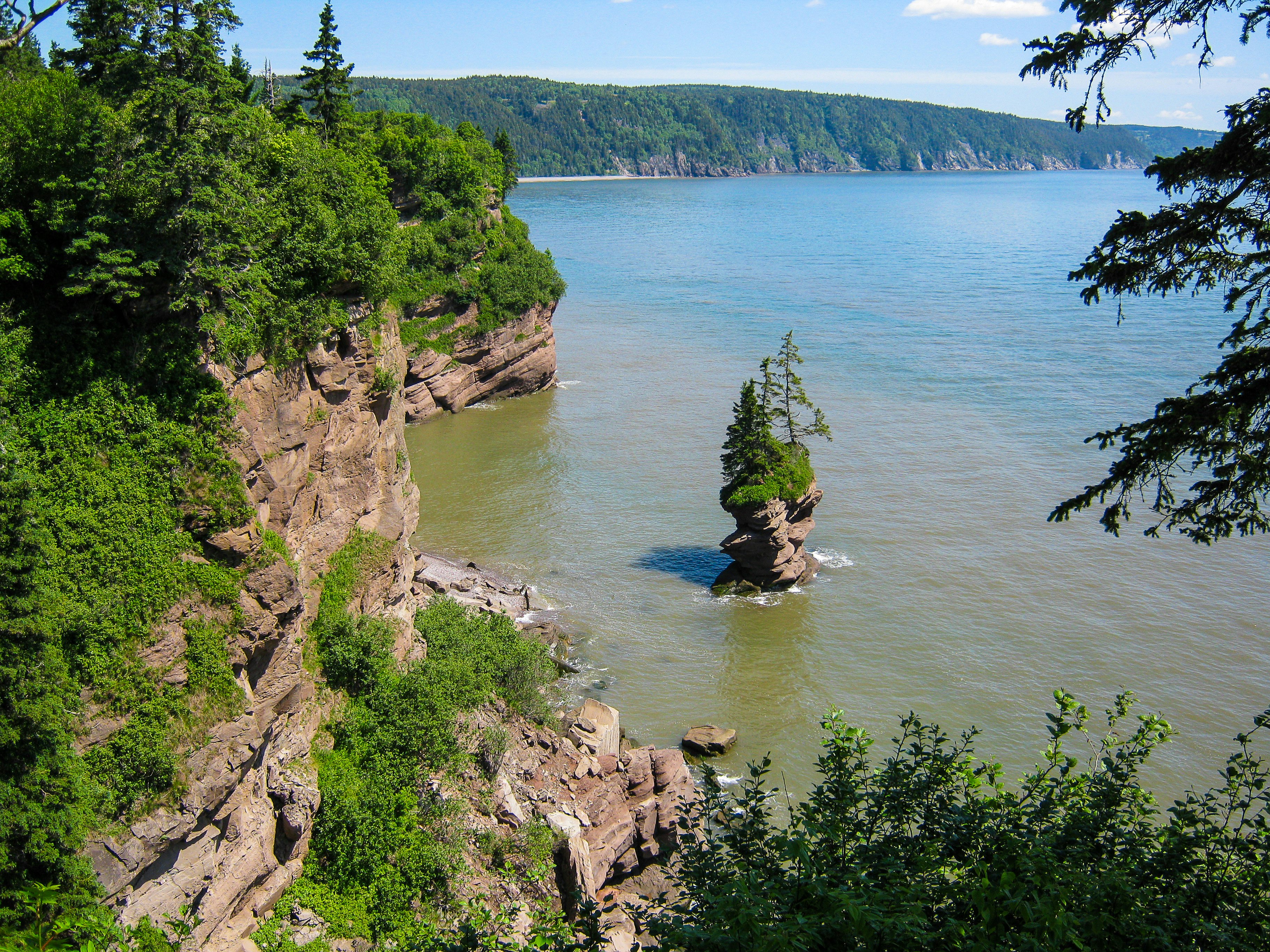 Aerial view of a rock in the Bay of Fundy