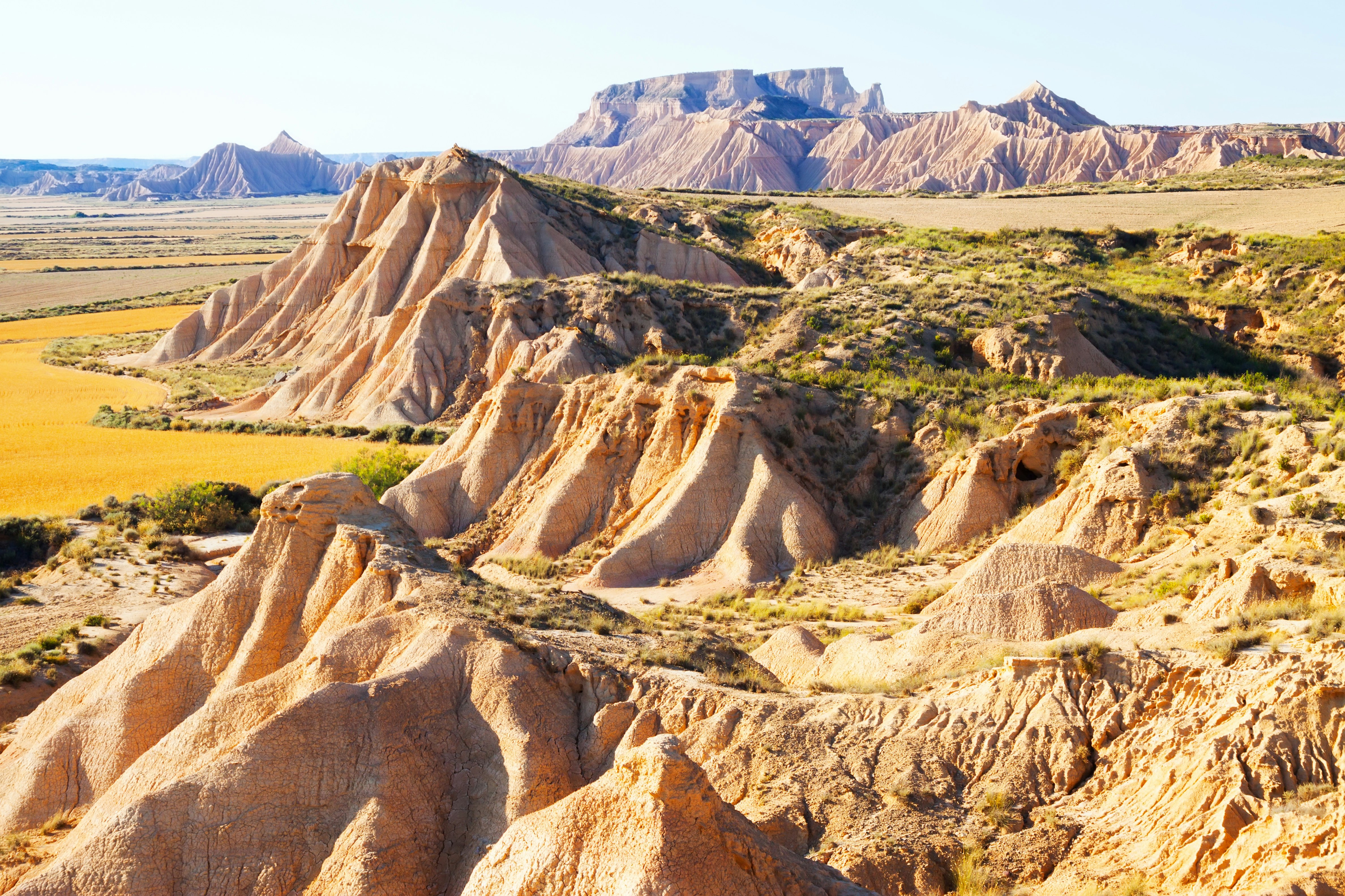 Cliffs and an arid landscape in a nature park.