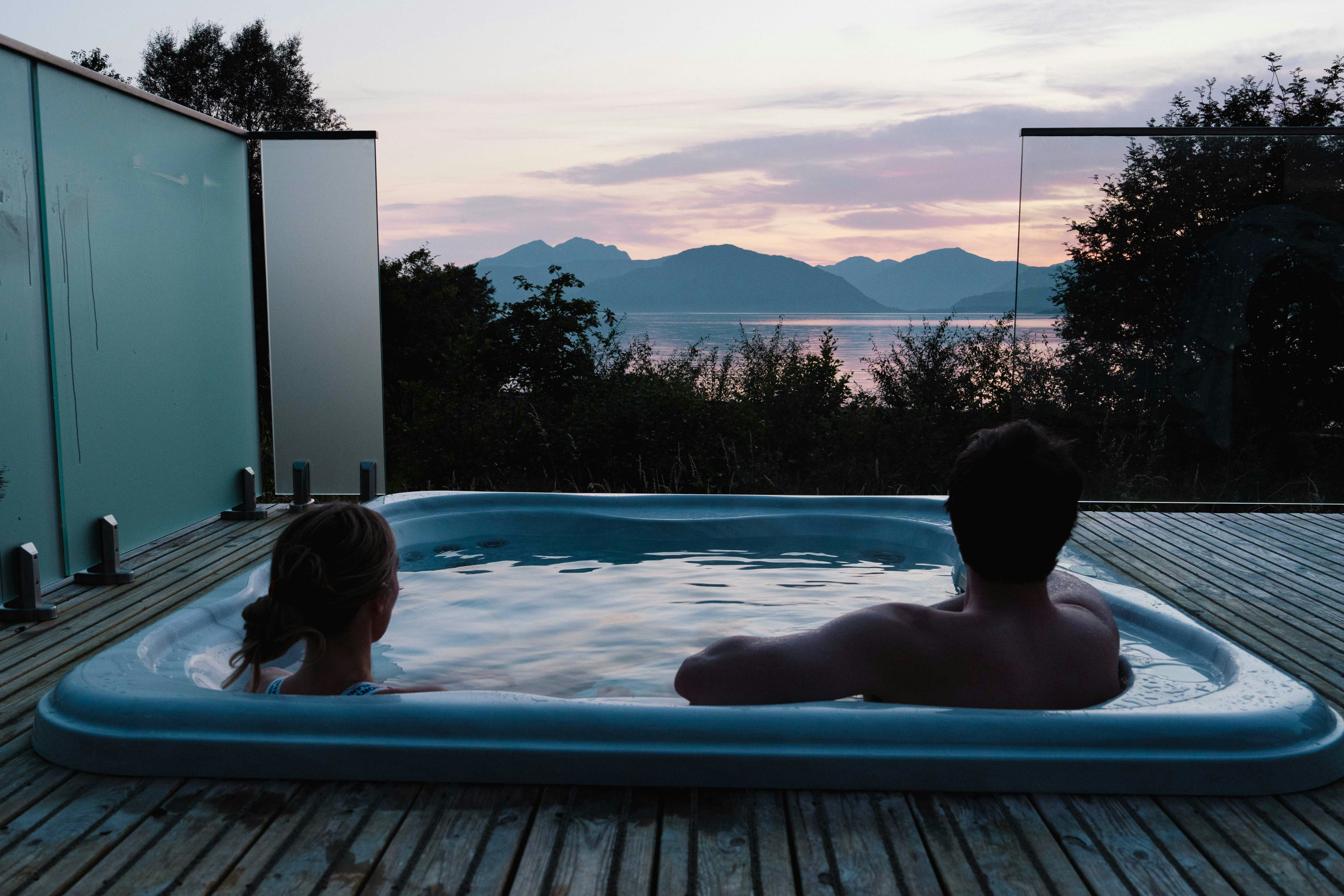 The sunset over Loch Linnhe from the private hot tub. Jack Pearce for Lonely Planet