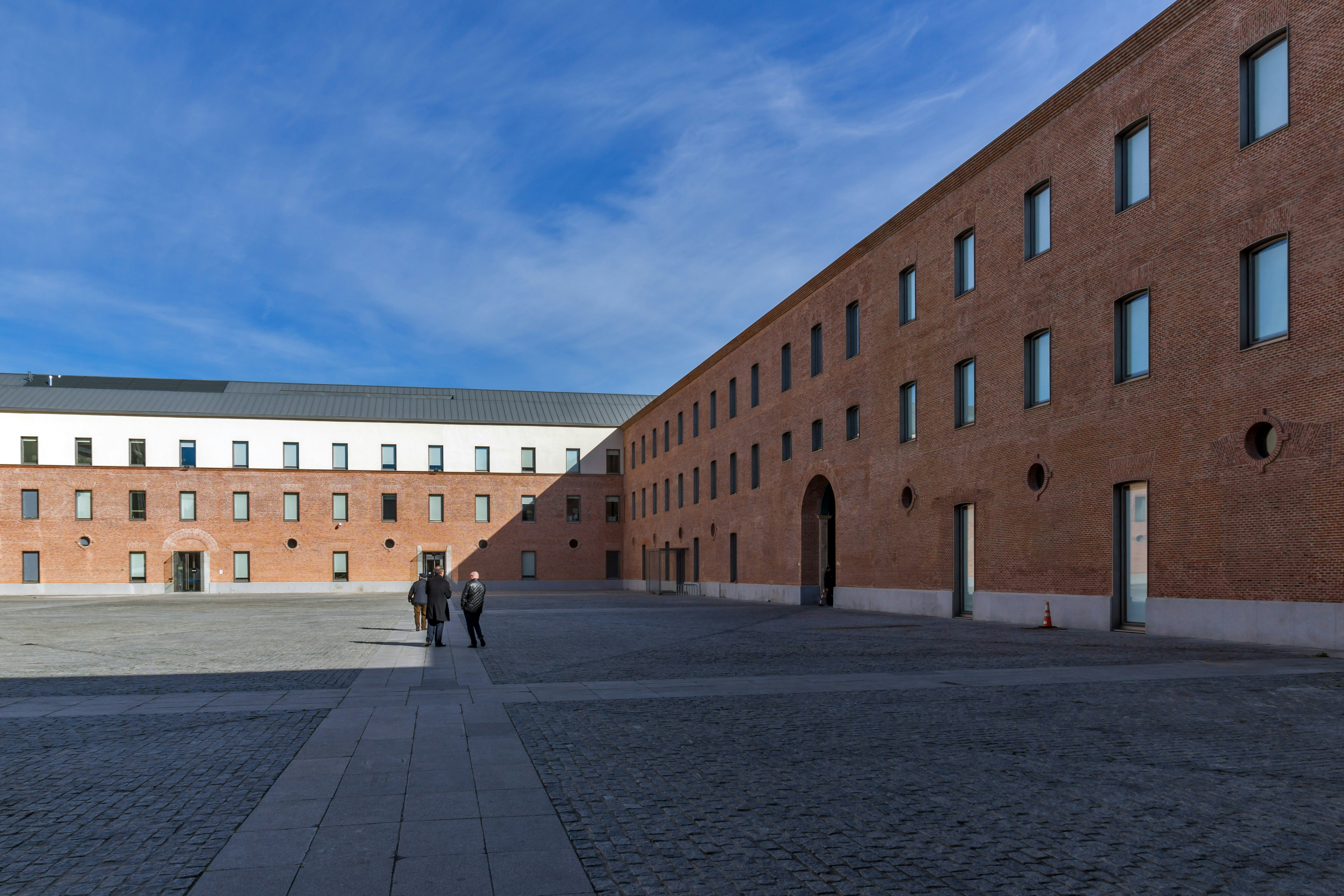 Courtyard with dramatic shadows