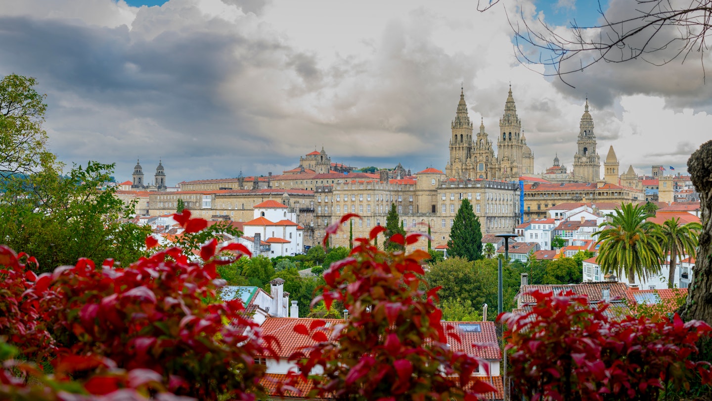 Panorama View on city skyline of Santiago de Compostela in Galicia, Spain. View on Cathedral, License Type: media, Download Time: 2025-03-14T21:45:55.000Z, User: Norma.PrauseBrewer_LonelyPlanet, Editorial: false, purchase_order: 56530 - Guidebooks, job: Global Publishing WIP, client: Camino 1 - Journey, other: Norma Brewer