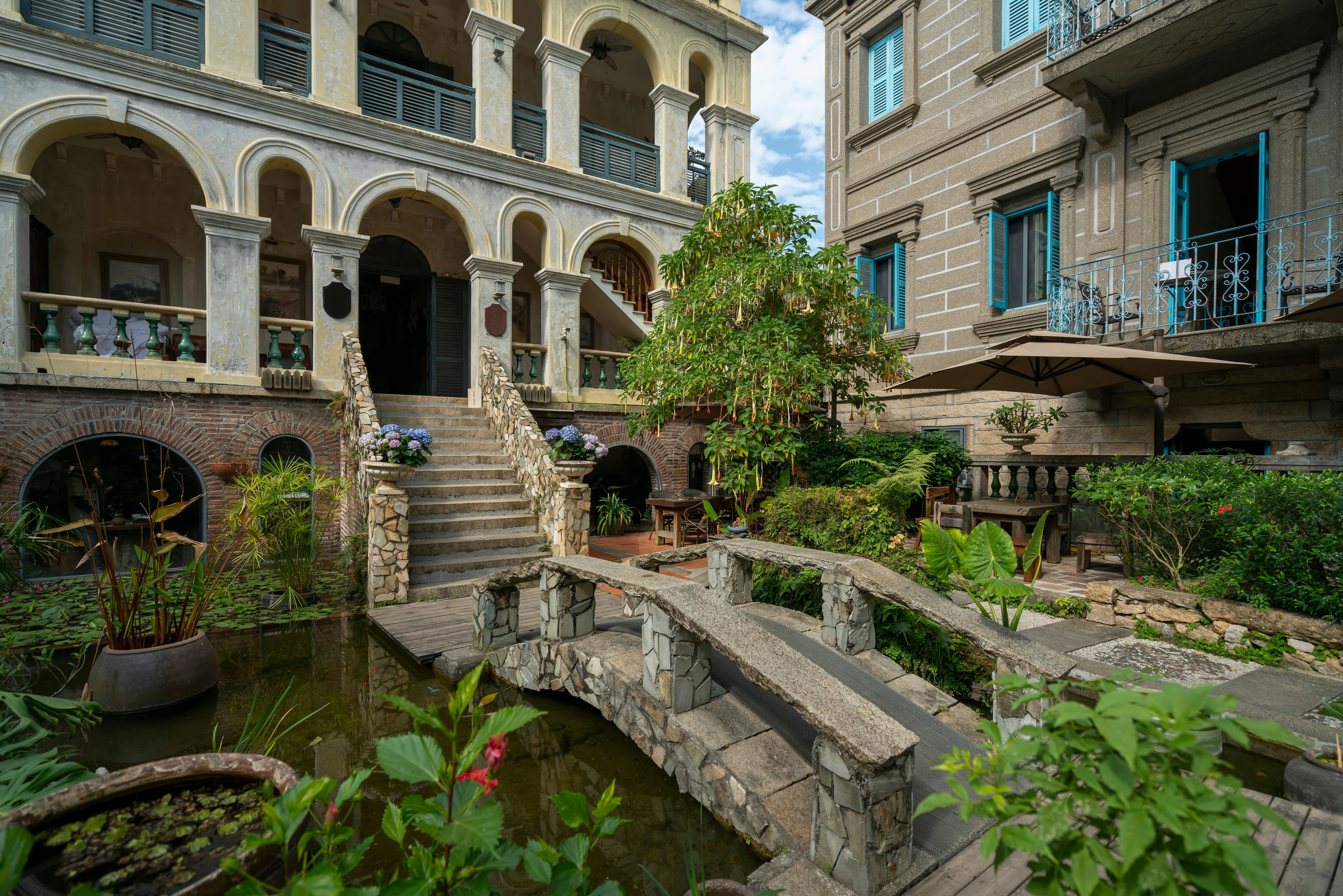 European-style villas and gardens in Gulangyu, Xiamen, China.