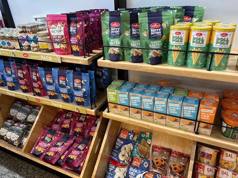 Snacks on a shelf