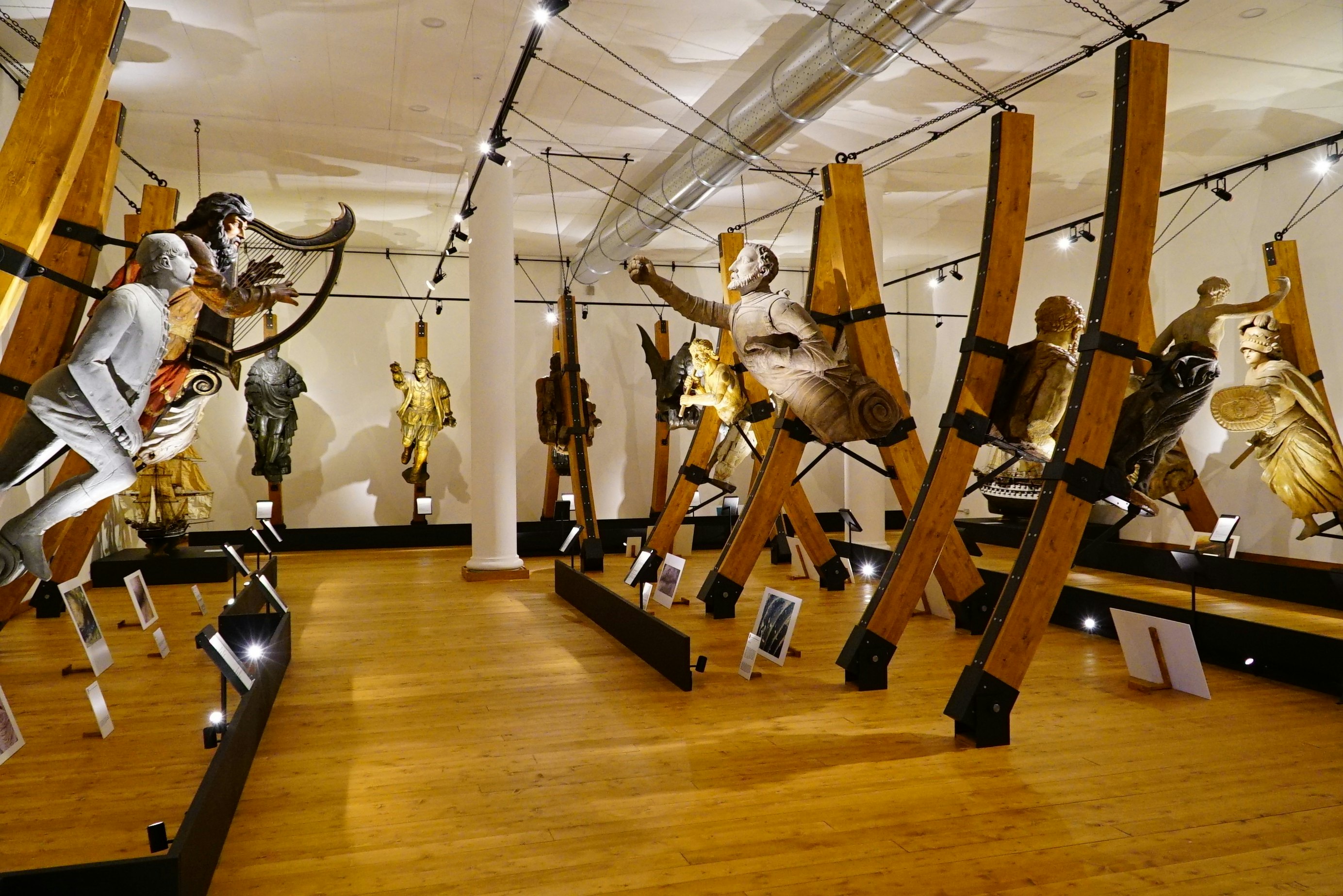 Ship figureheads in the Museo Tecnico Navale in La Spezia, Liguria, Italy.