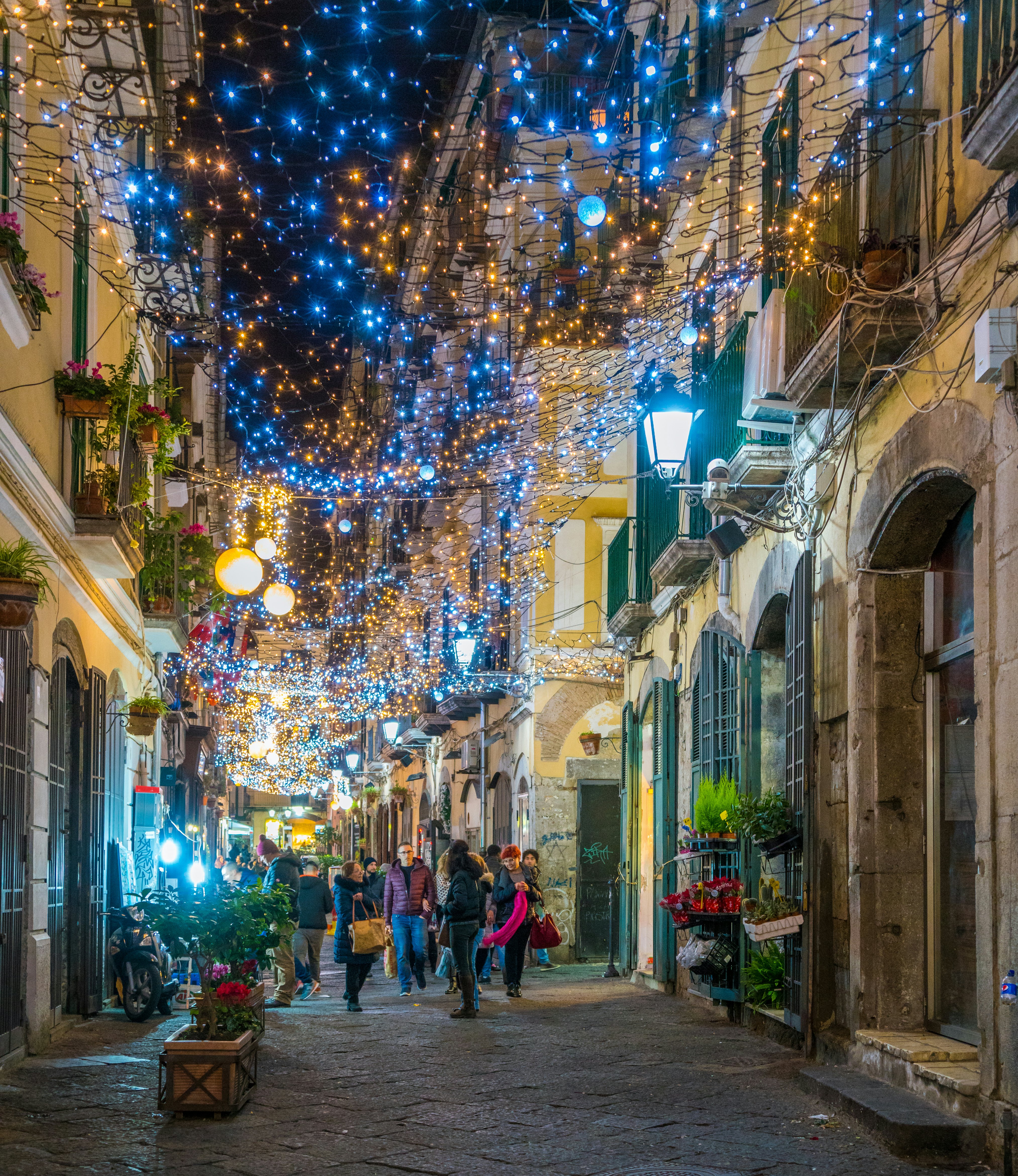 The Artist's Lights (Luci d'Artista) in Salerno at Christmastime, Campania, Italy.