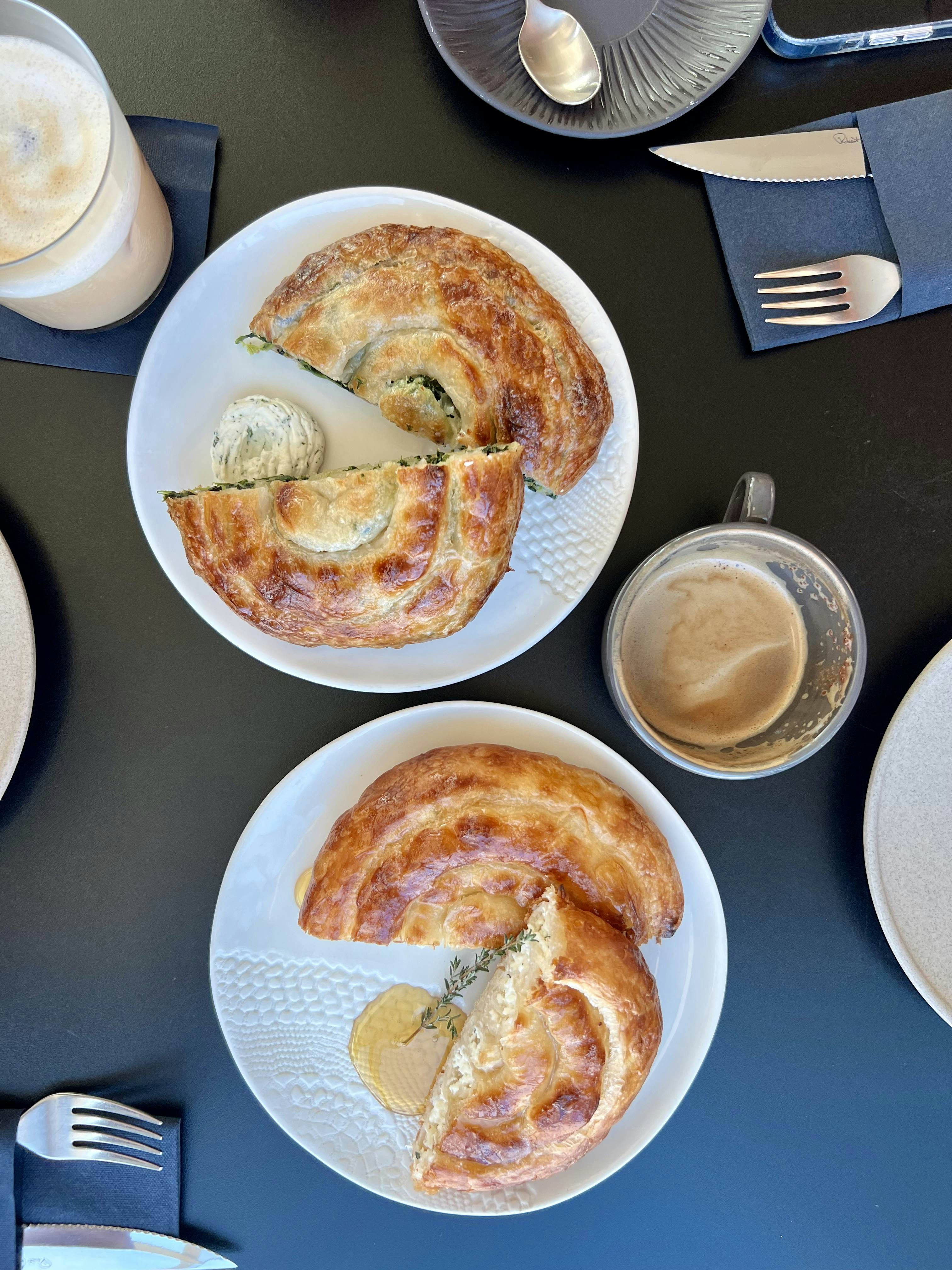 A plate with two phyllo pies