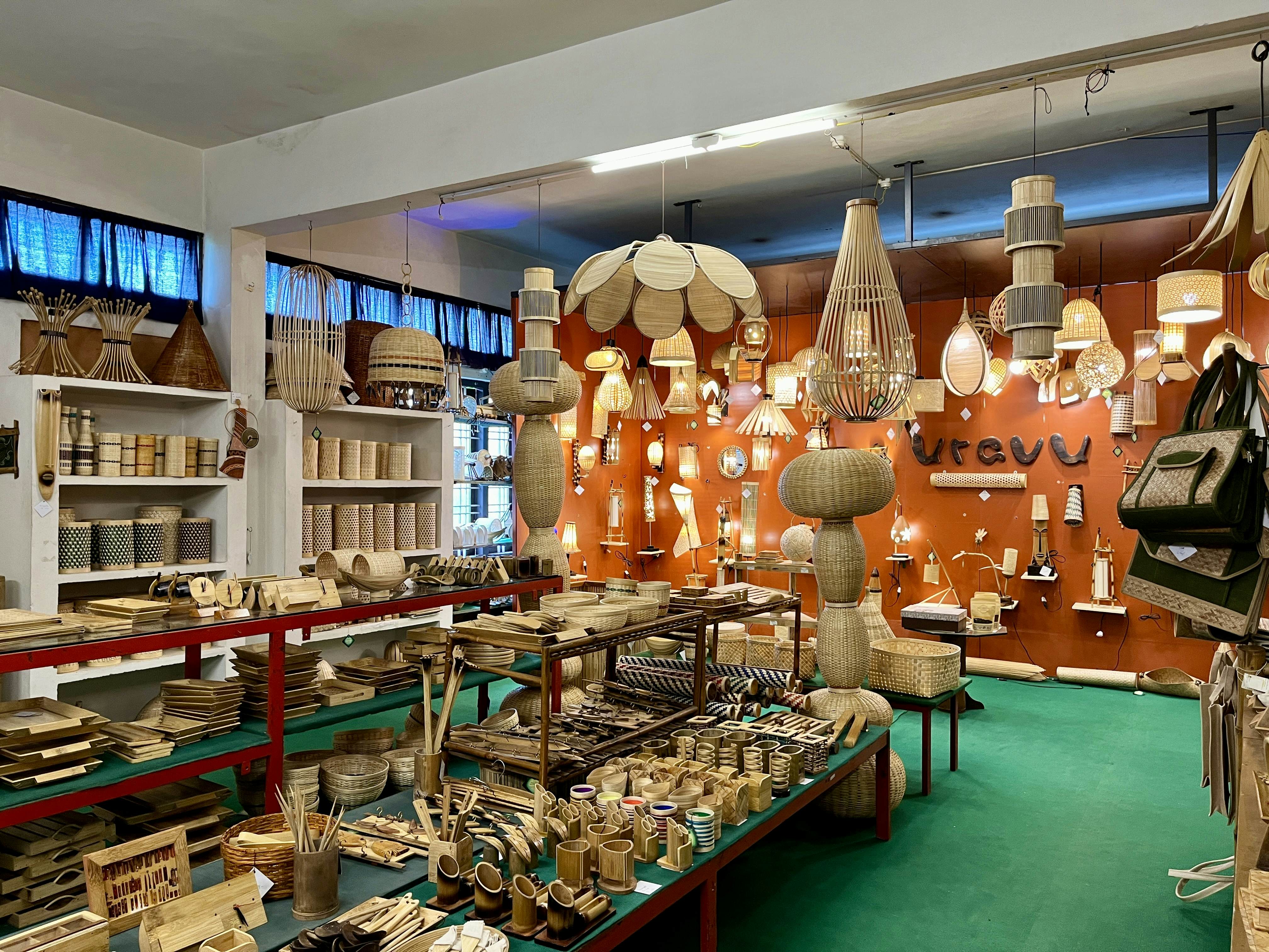 bamboo products in a shop