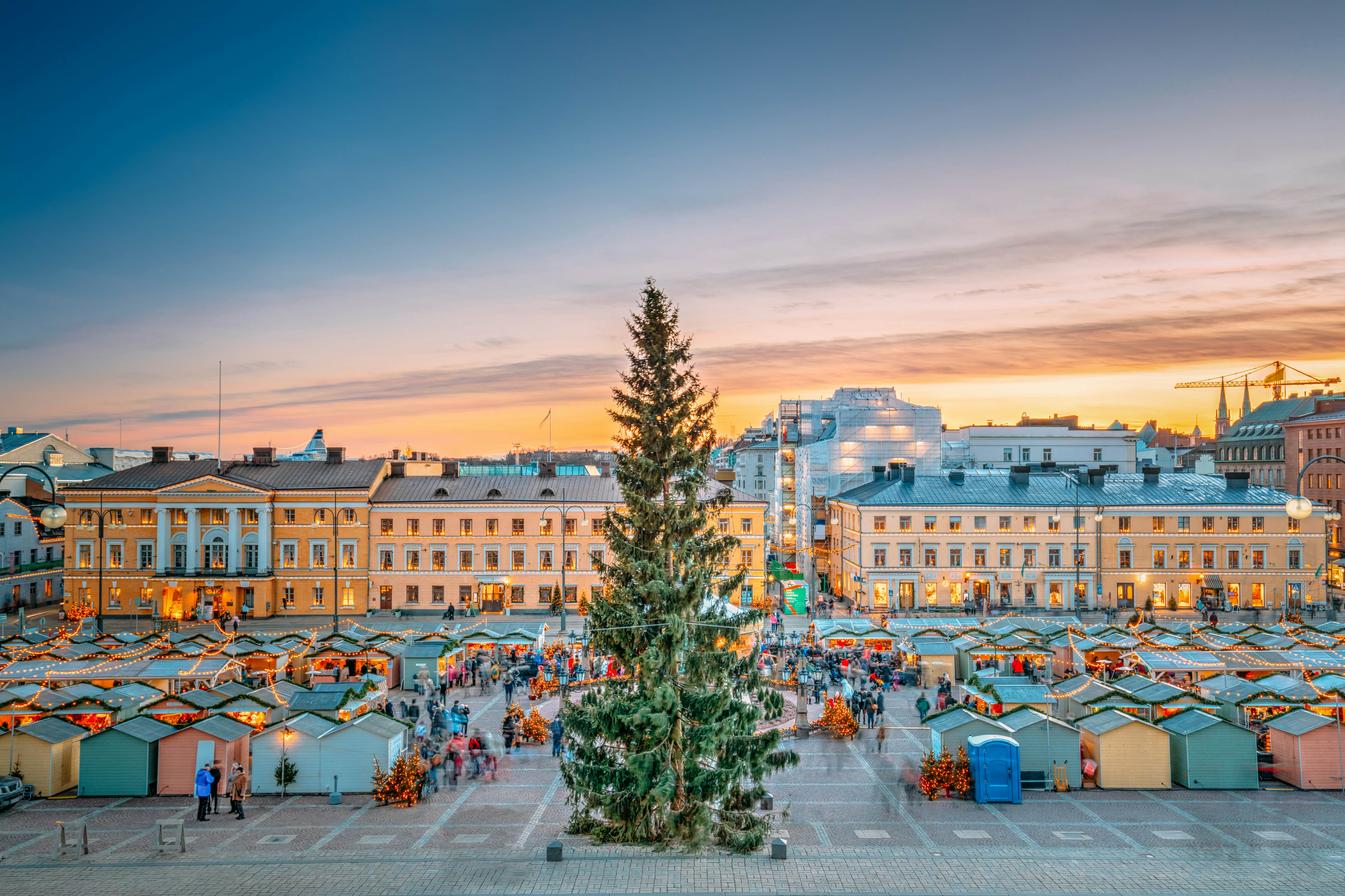Helsinki, Finland. Christmas Xmas Market With Christmas Tree On Senate Square In Sunset Sunrise Evening Illuminations., License Type: media, Download Time: 2025-03-06T15:36:43.000Z, User: Ppeterson948, Editorial: false, purchase_order: 56500 - T&R or Kids, job: Global Publishing WIP , client: BIT 2026, other: Pia Peterson Haggarty