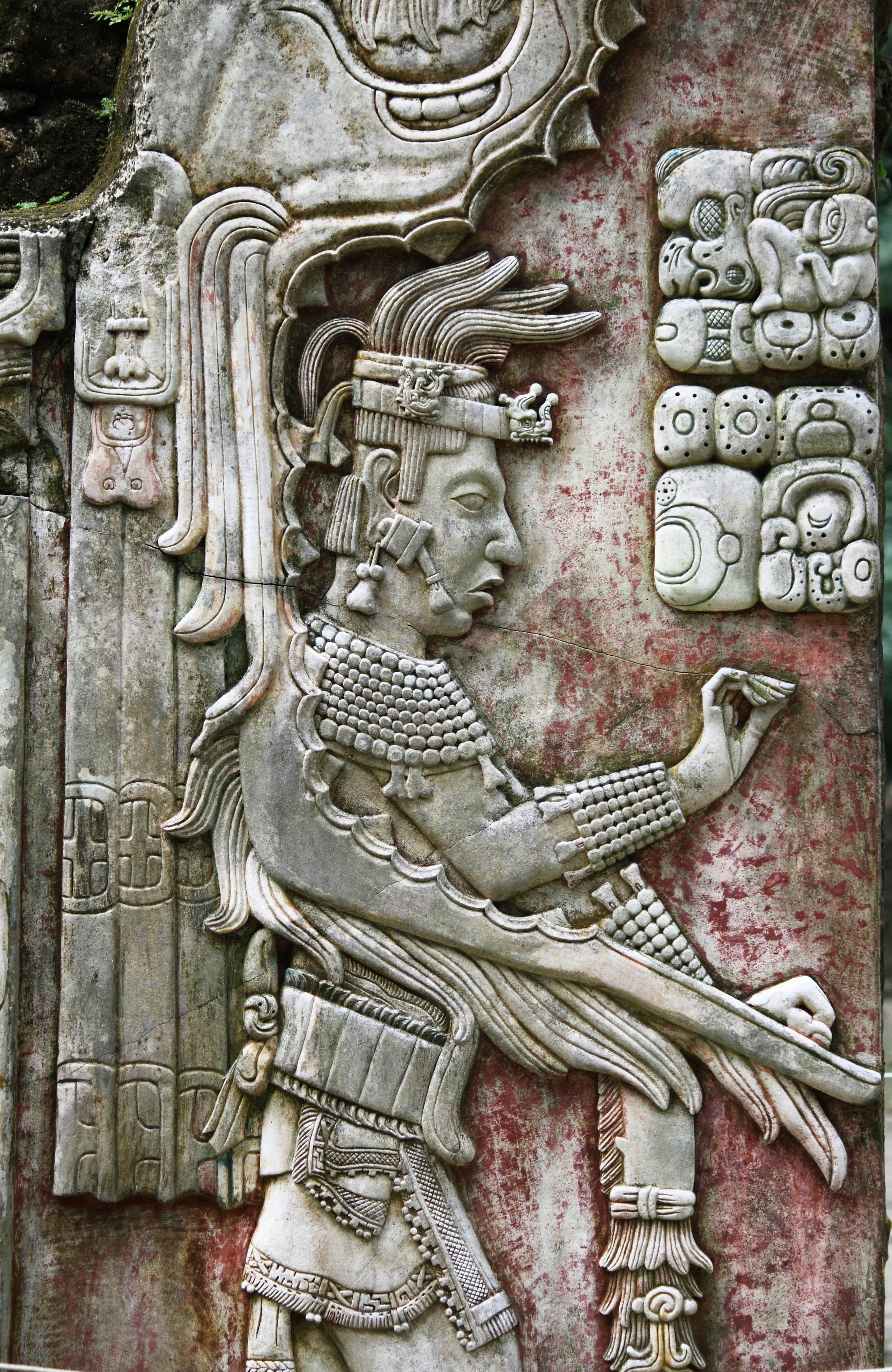 Close-up of bas-relief of an ancient king. 