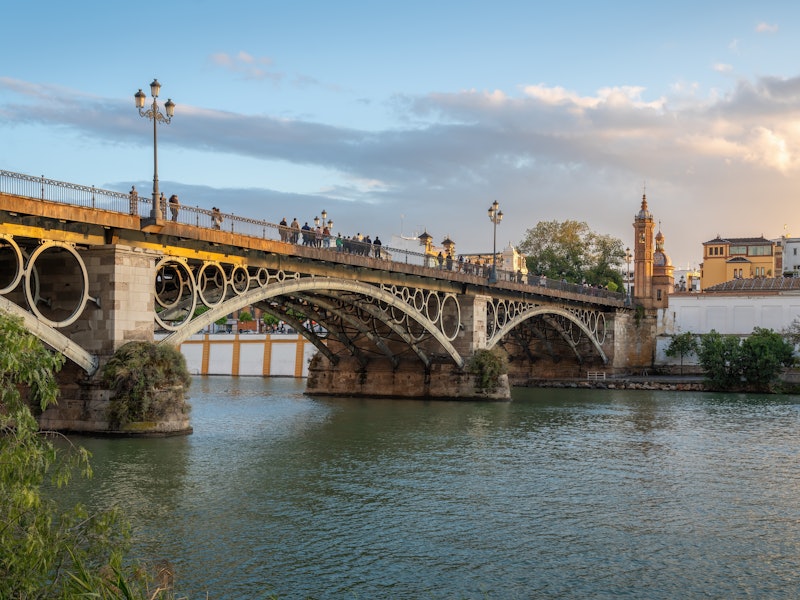 A Spanish bridge at sunset