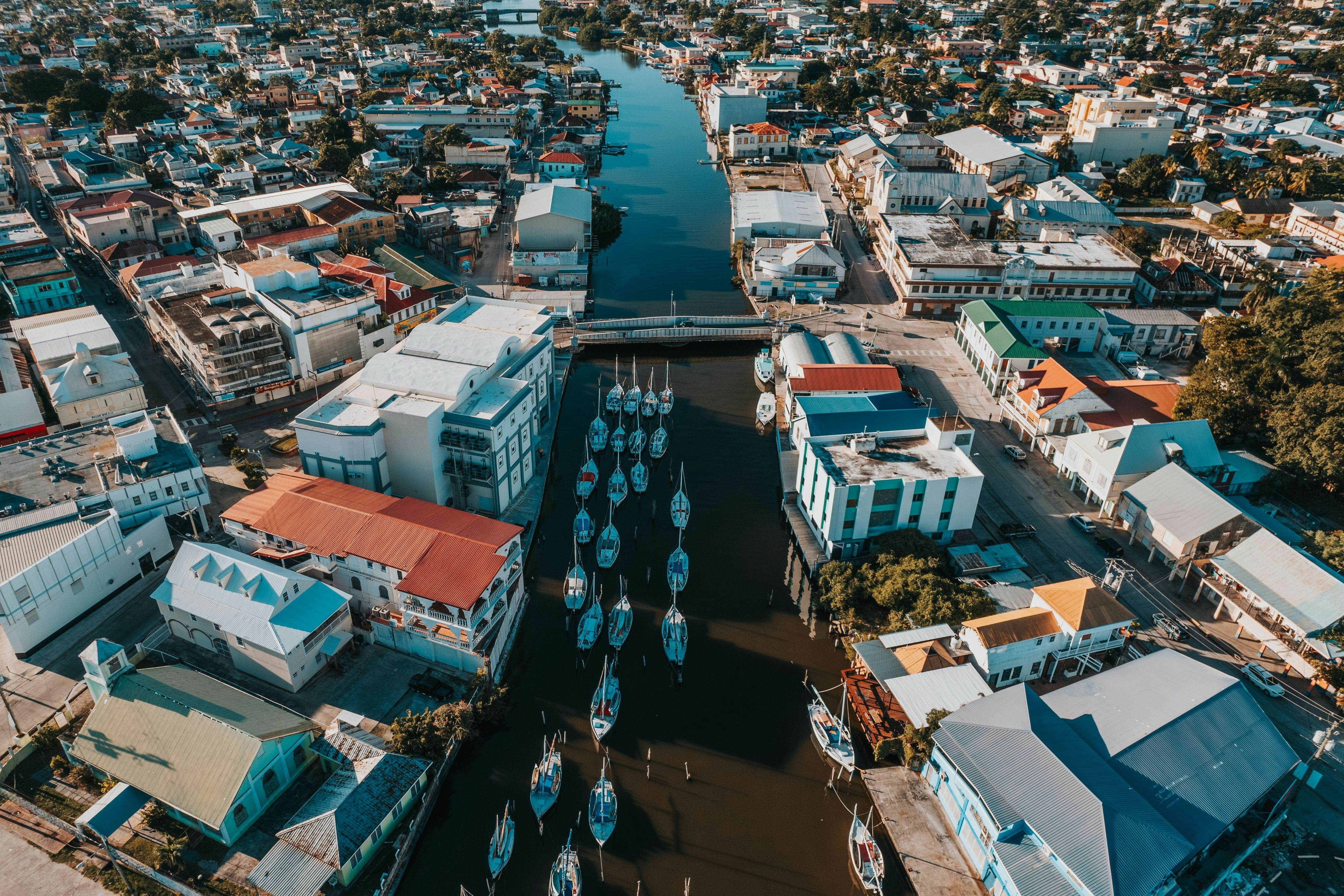 BELIZE CITY, BZ - Jan 31, 2022: An aerial view of Belize cityscape, License Type: media, Download Time: 2025-01-27T19:51:40.000Z, User: Ppeterson948, Editorial: true, purchase_order: 56530 - Guidebooks, job: Global Publishing WIP, client: Global Publishing WIP, other: Pia Peterson Haggarty