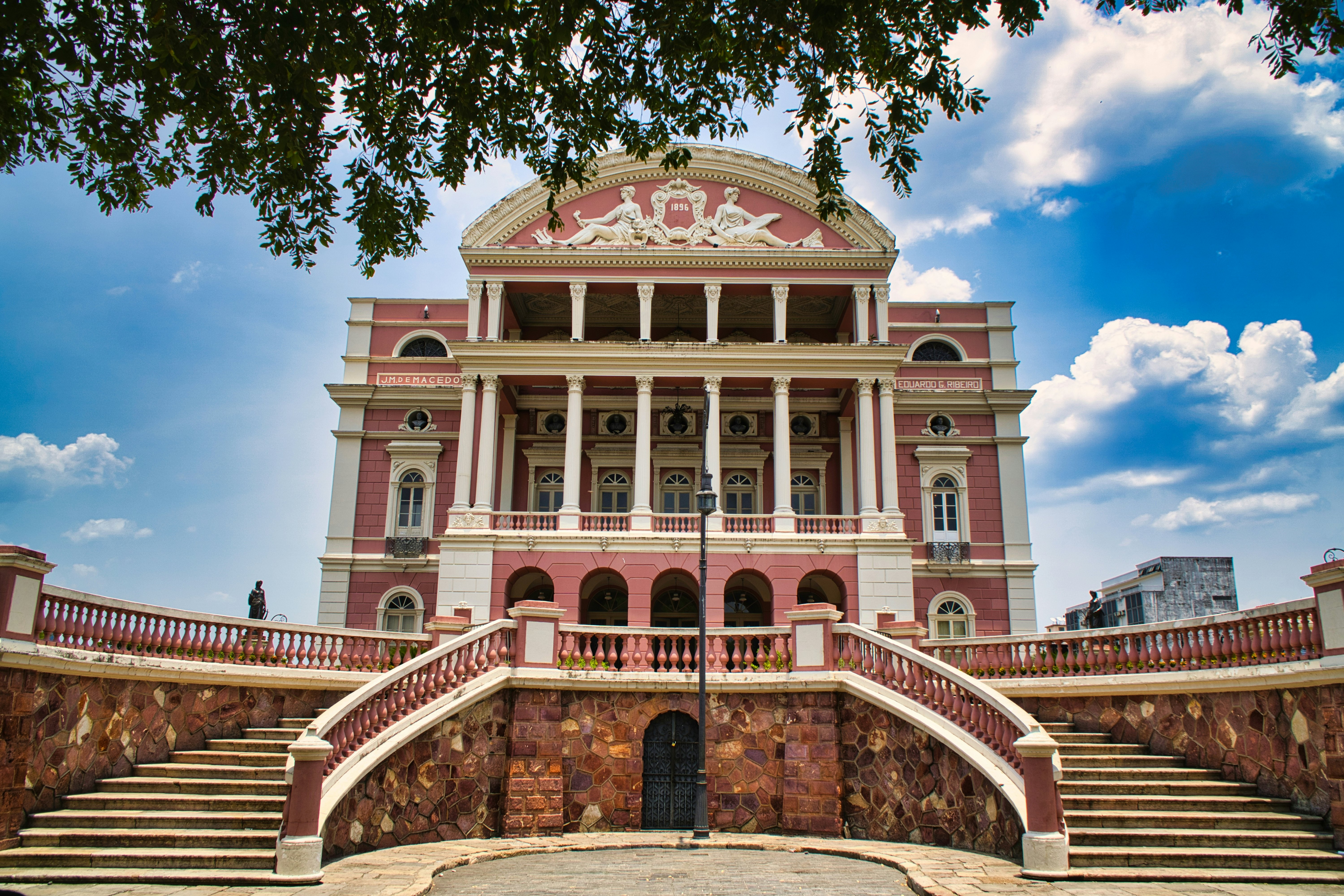 Face on photo of the famous opera house in Manaus. Manaus, Amazonas, Brazil.