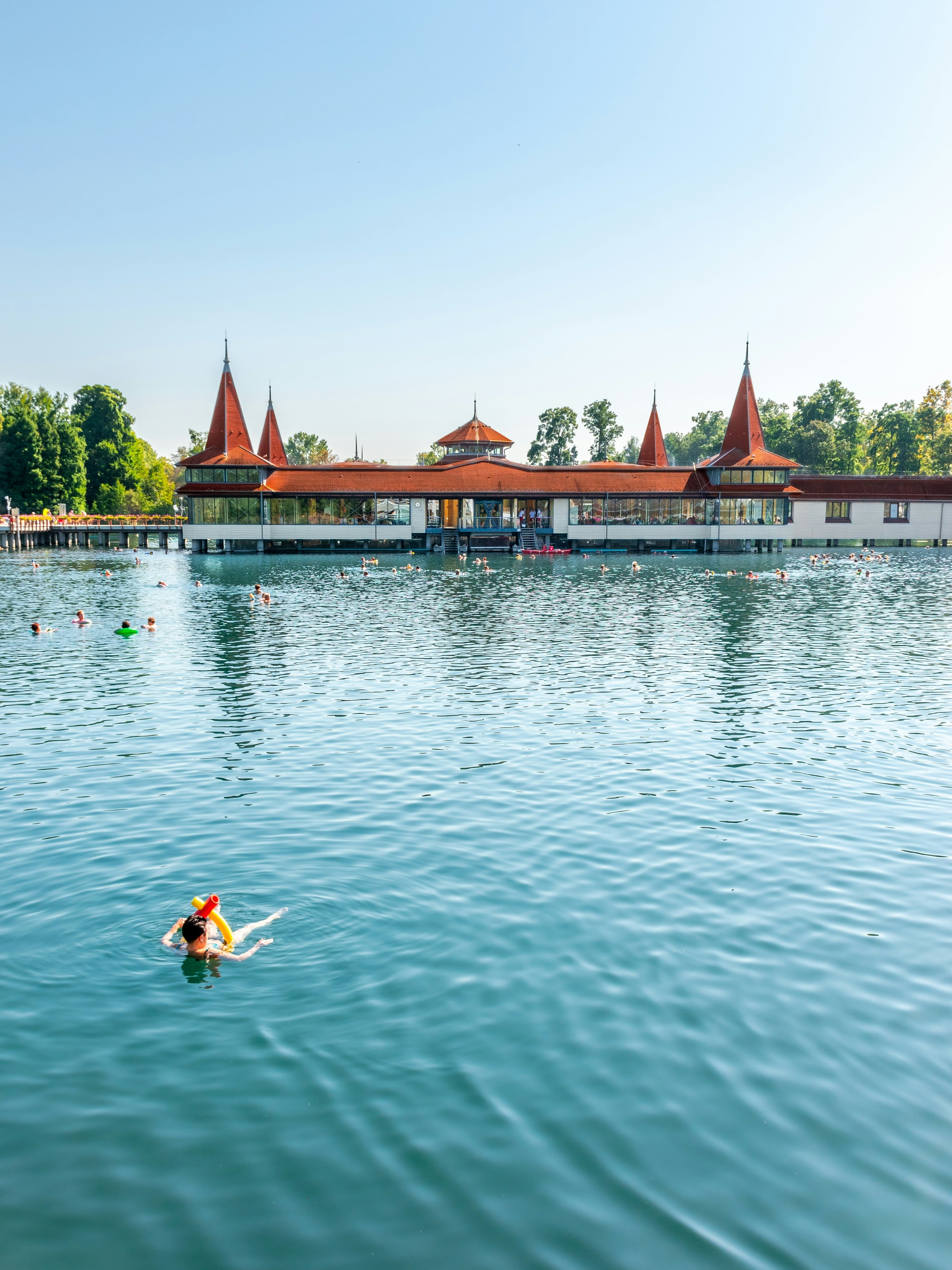 Thermal Lake of Hévíz on sunny autumn day