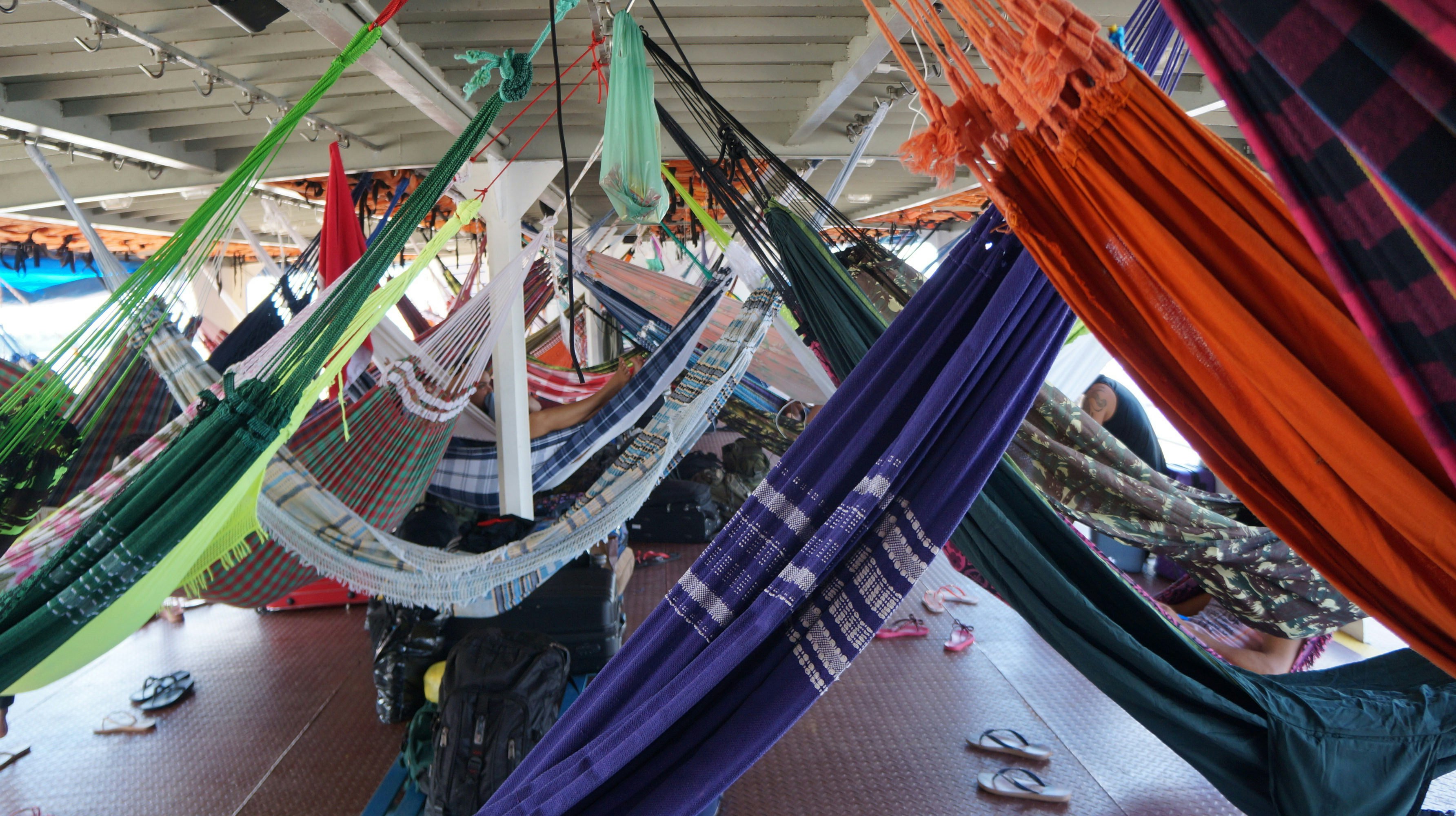 Hammocks on a ferry boat from Macapa to Belem.