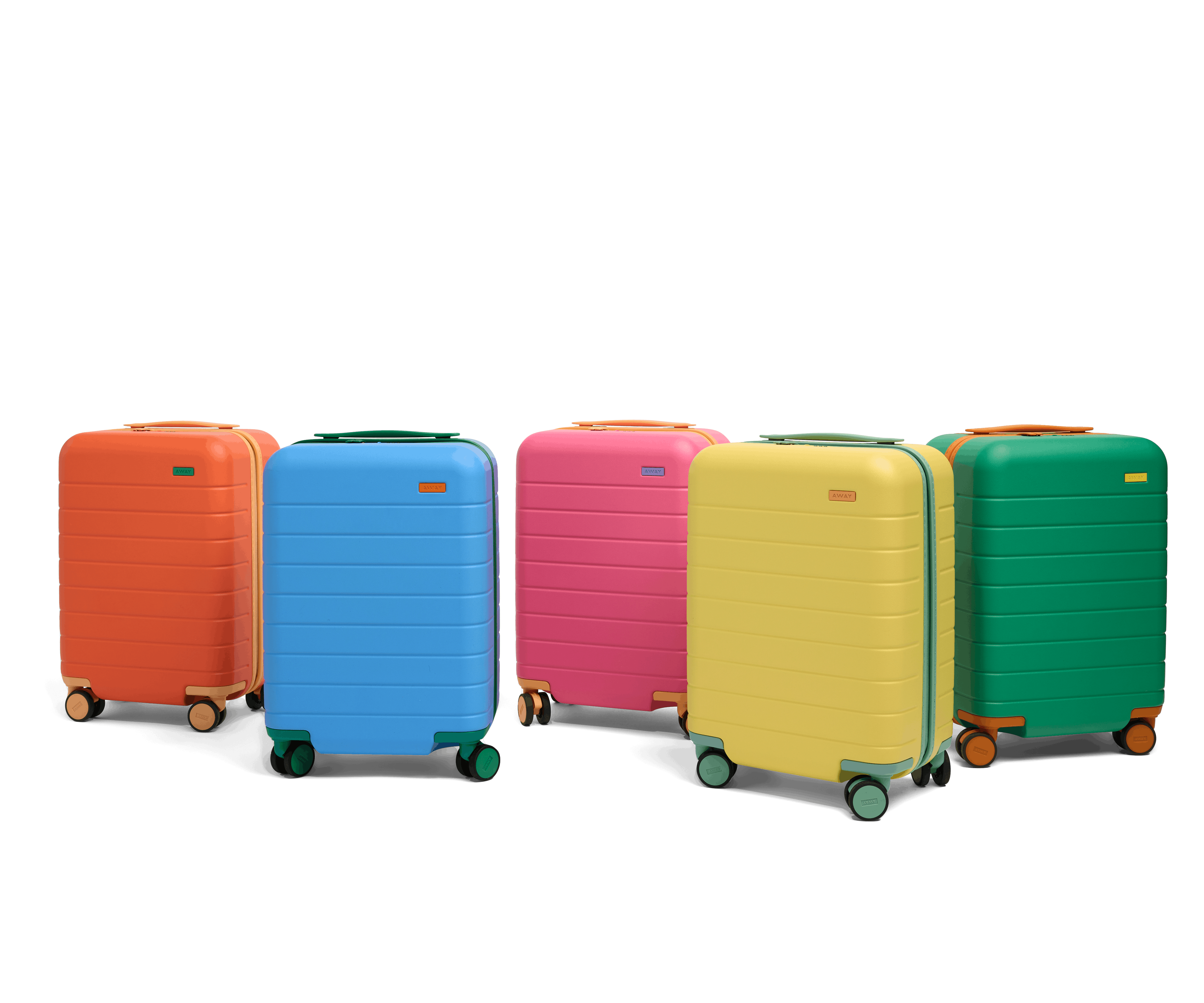 A group of five suitcases.