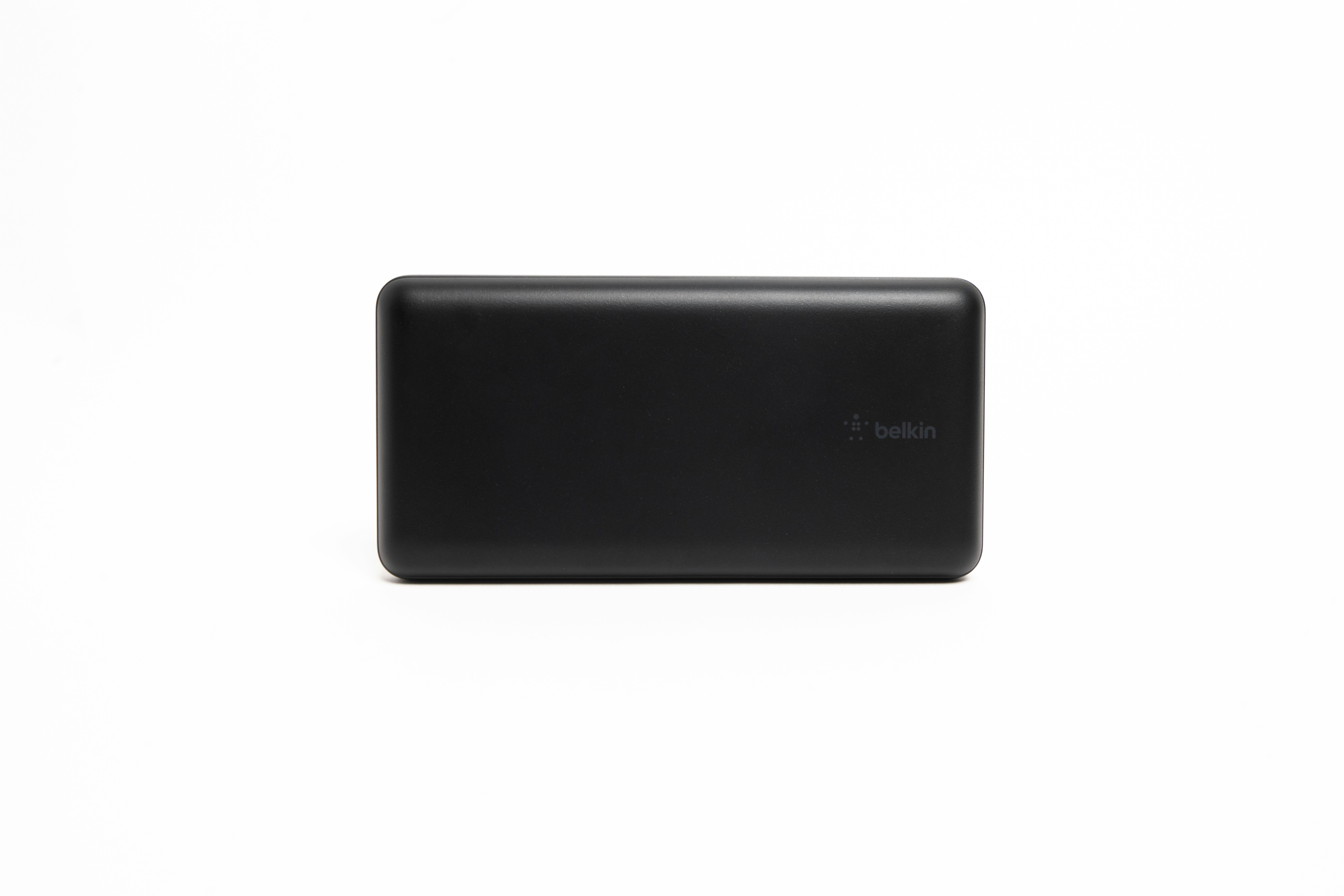 A black portable charger.