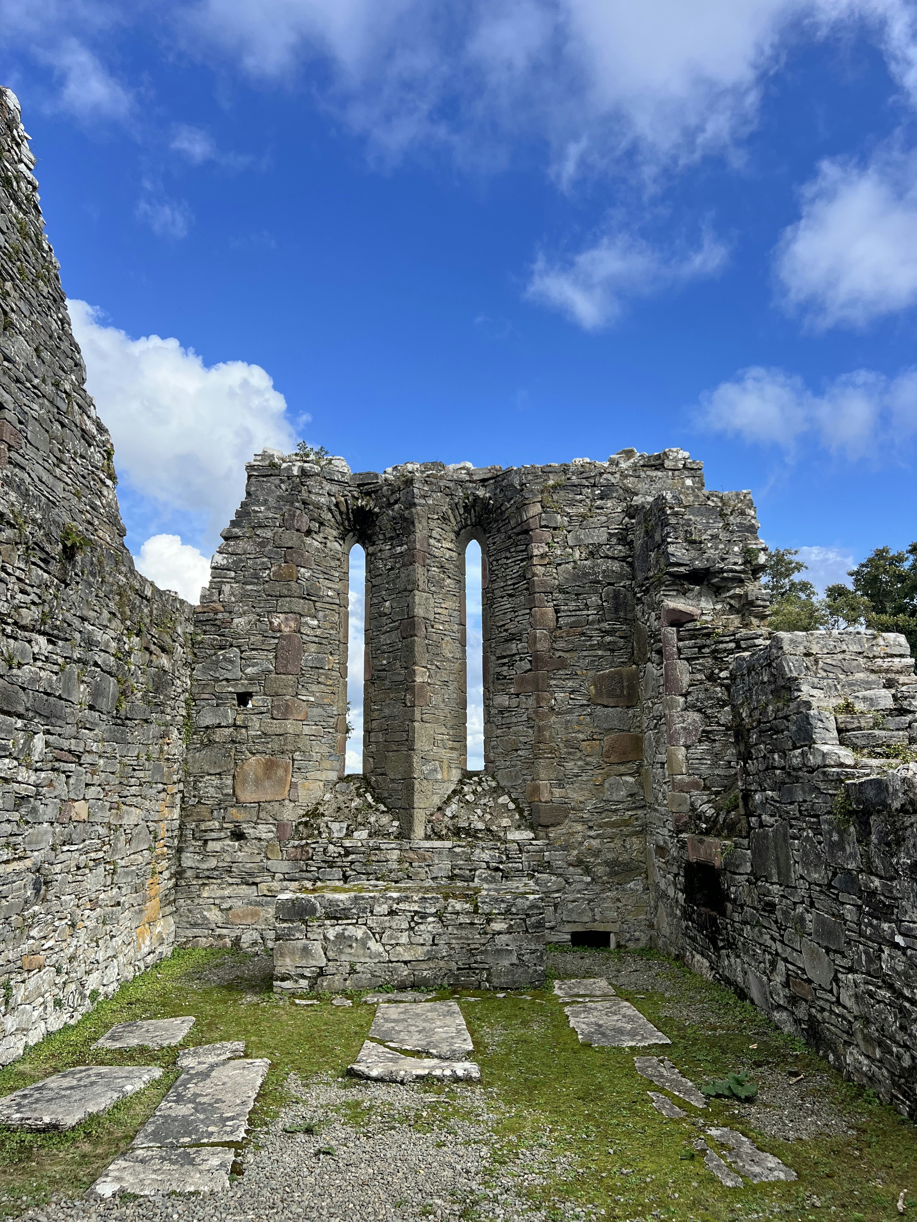 Stone ruins of a monastery.
