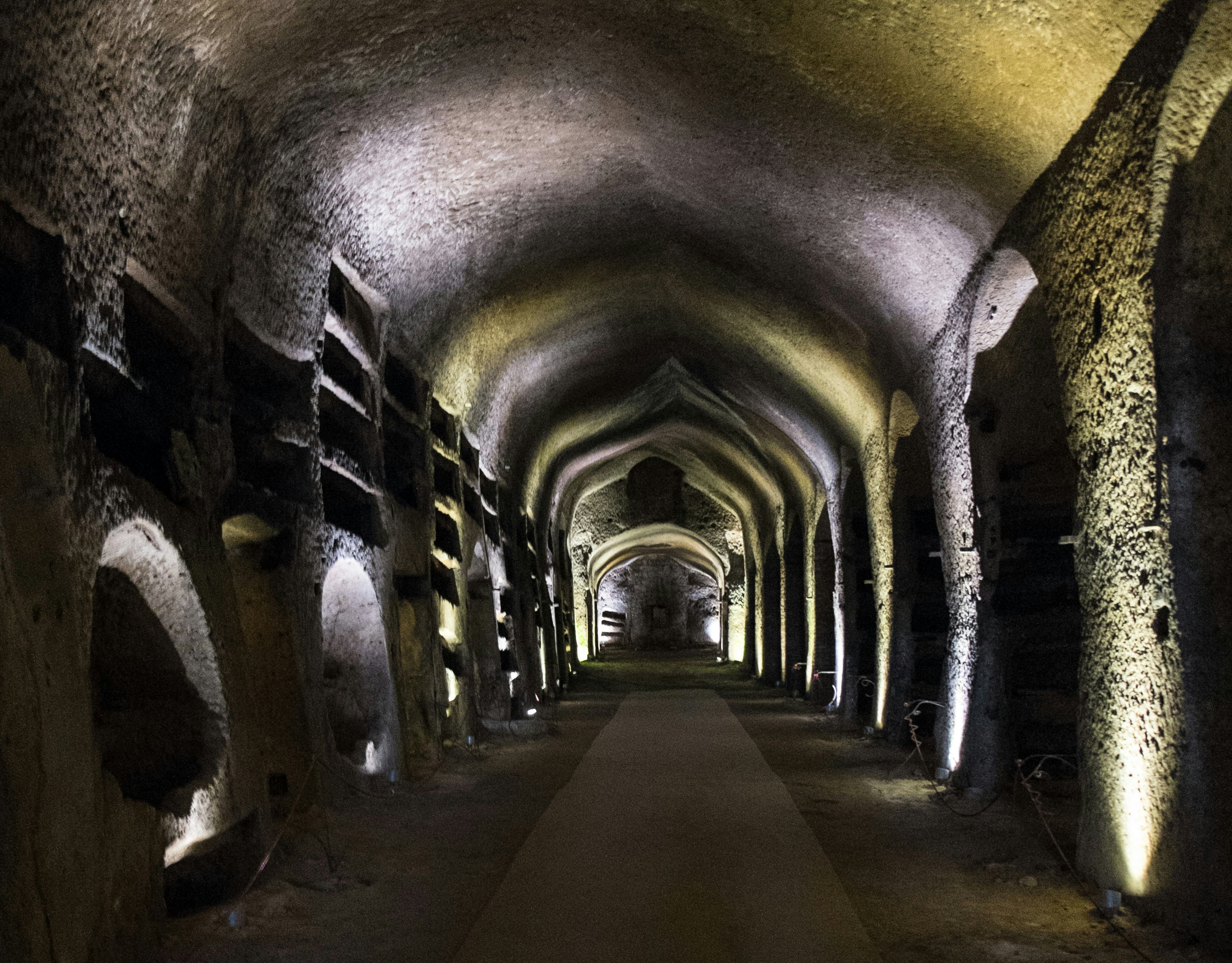 Burial chamber at the San Gennaro Catacombs in Naples, Campania, Italy.