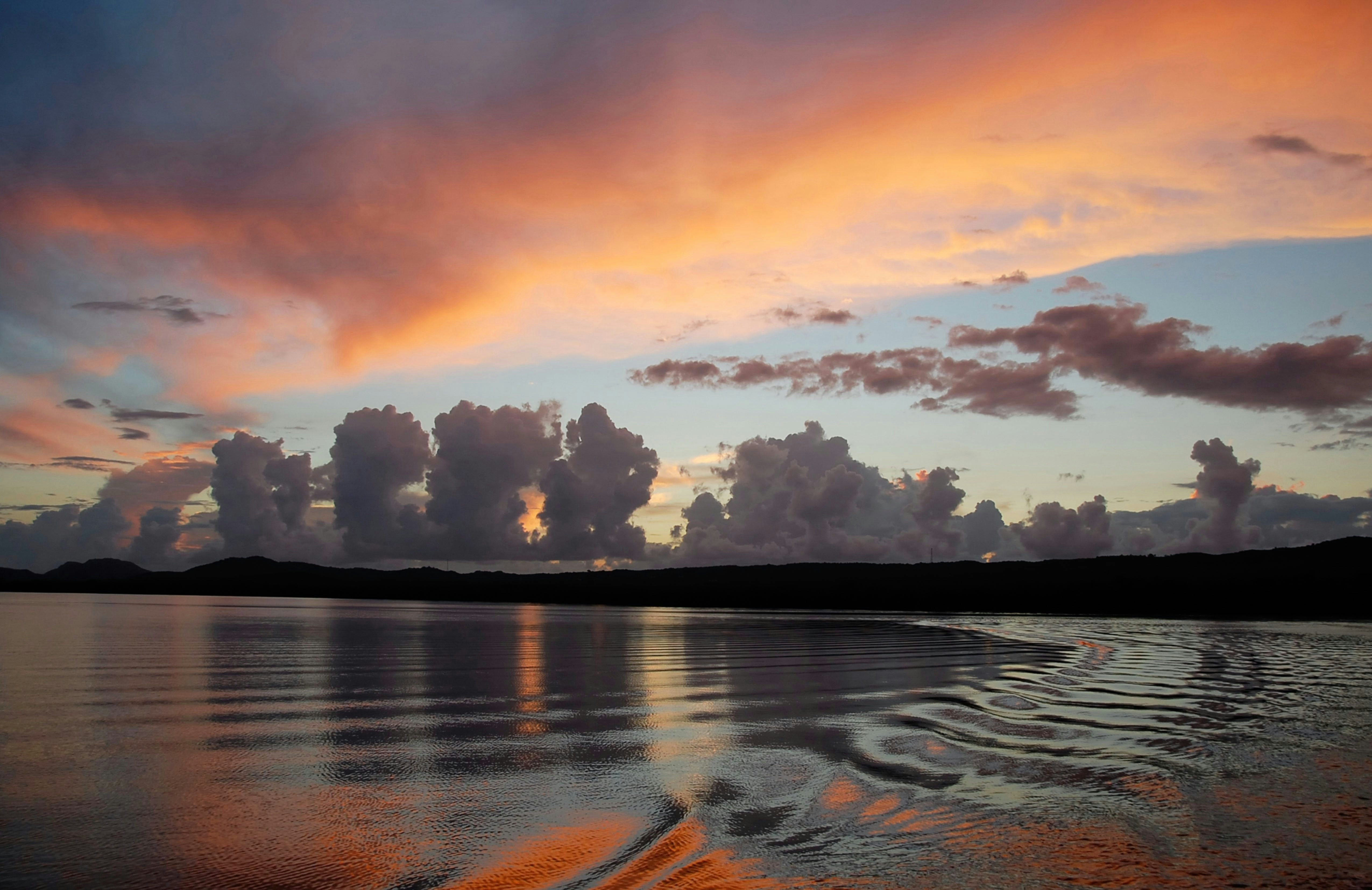 Sunset over a bioluminescent bay in Puerto Rico.