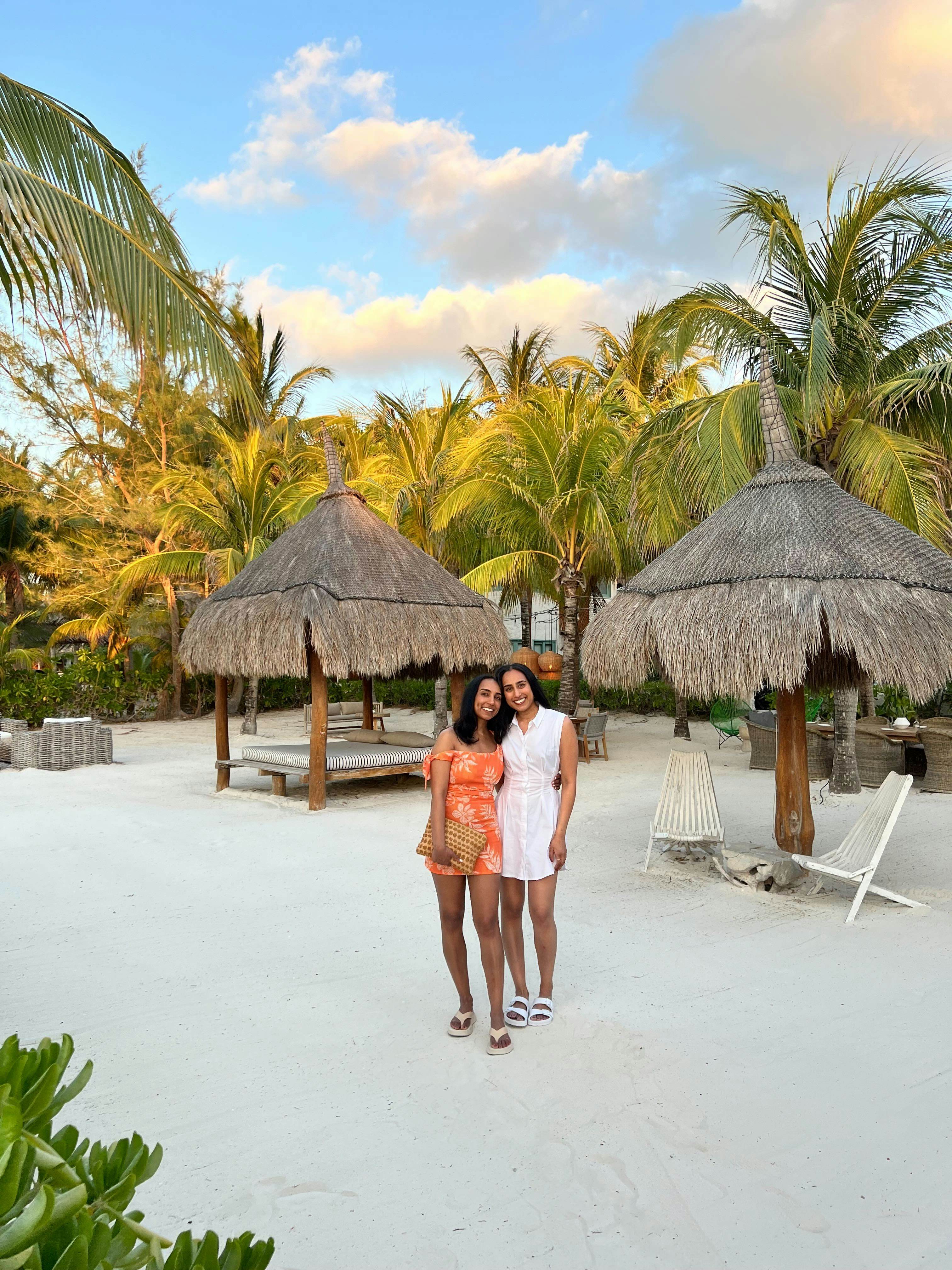 Serina and her sister enjoy a beach bar. Serina Patel/Lonely Planet