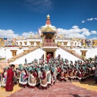 T7YWGN India, Jammu and Kashmir, Ladakh, Hemis, Naropa festival of 2018, two hundred and ninety nine Ladakhie women performed the dance of Shondol, recorded in the Guinness World Records as the biggest Ladakhi dance, women wearing perak, traditional headdress adorned with turquoises, in front of the Naro Photang
T7YWGN
Leisure, Celebration, performance, dance, Blue, turquoise, blue, People, Woman, Architecture, Building, Religious, building, Mountain, Religion, religious, practice, ritual, religious, festival, Religious, Buddhism, Clothe, feminine, Asia, Himalayas, Headdress, Southern, Asia, India, Northern, India, Jammu, Kashmir, Ladakh, traditional, outfit, dancer, semi, precious, stone, sky, monk, folk, dance, festival, Buddhist, traditional, festival, Tourism, types, Tourism, Cultural, tourism, blue, sky, temple, Tradition, Outdoors, large, group, people, Hemis, Group, Day, parure, Age, Adult