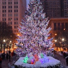 Beautiful winter night in Chicago.Chicago downtown cityscape with decorated Christmas tree glowing in the dark.Twilight winter view.Illinois,Midwest USA.Urban architecture and big city life background, License Type: media, Download Time: 2025-11-14T19:16:50.000Z, User: adouglaslott59, Editorial: false, purchase_order: 65050 - Digital Destinations and Articles, job: Online editorial, client: Christmas in Chicago article, other: Ann Douglas Lott