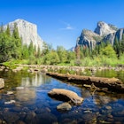 Scenic panoramic view of famous Yosemite Valley with El Capitan rock climbing summit and idyllic Merced river on a beautiful sunny day with blue sky in summer, Yosemite National Park, California, USA, License Type: media, Download Time: 2025-09-16T17:45:00.000Z, User: meg3348277, Editorial: false, purchase_order: 56530 - Guidebooks, job: Global Publishing-WIP, client: Lonely Planet 'USA 13', other: Megan Cassidy