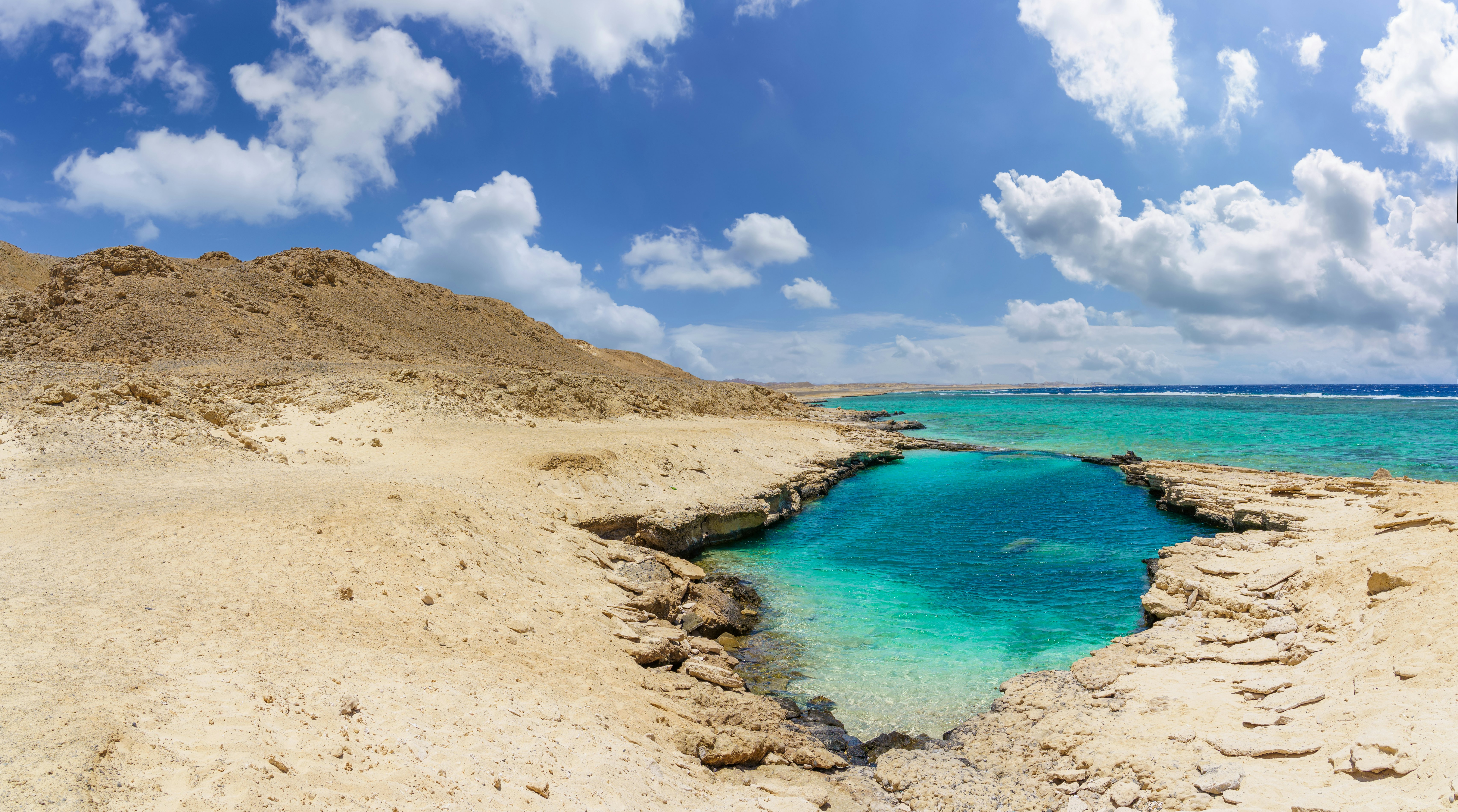 View of the natural swimming pool at Al Nayzak near Marsa Alam, Egypt.
