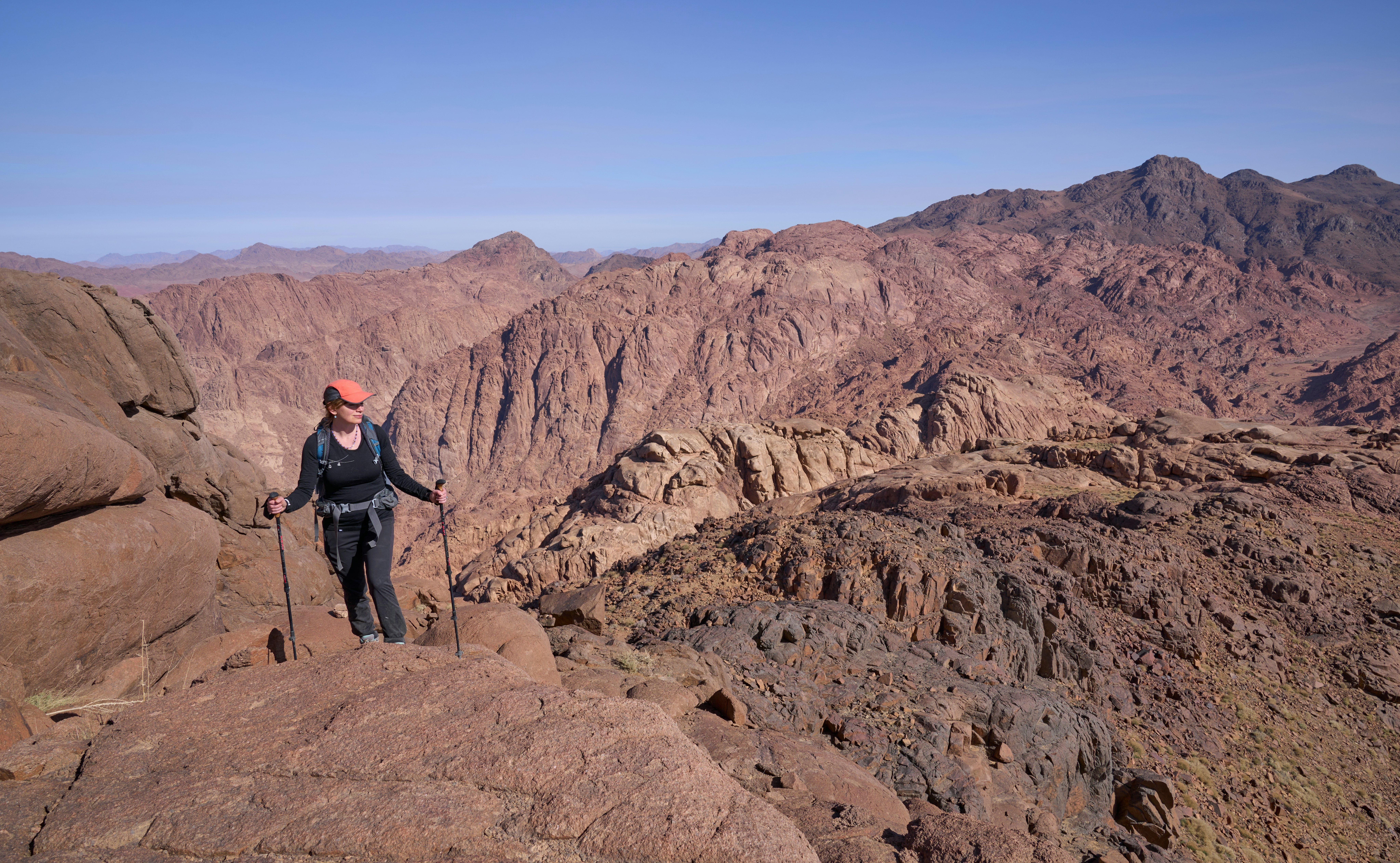 A woman hiking near St Katherine's Monastery in Sinai, Egypt.